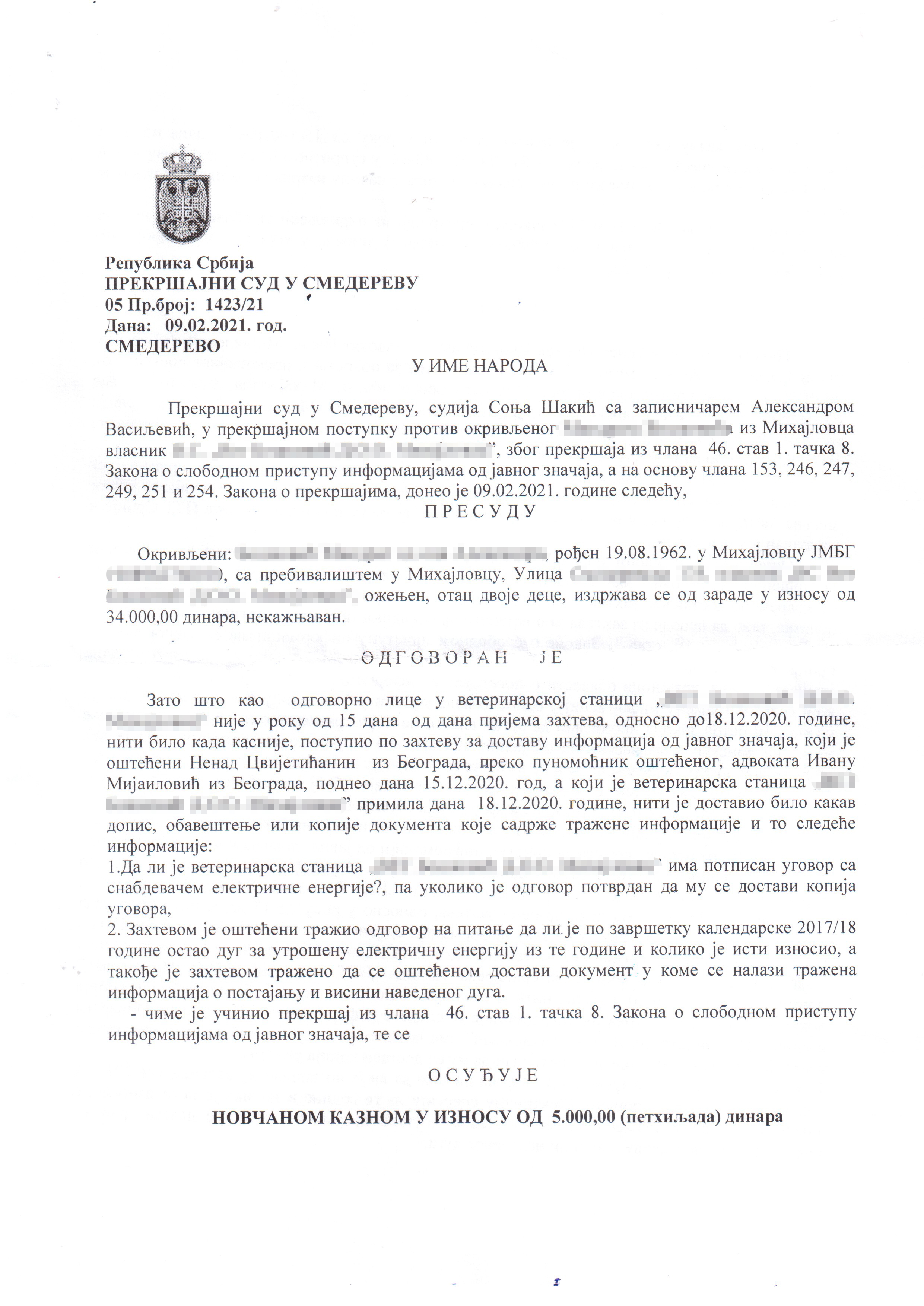 Kraljevo Kažnjena prva veterinarska ambulanta