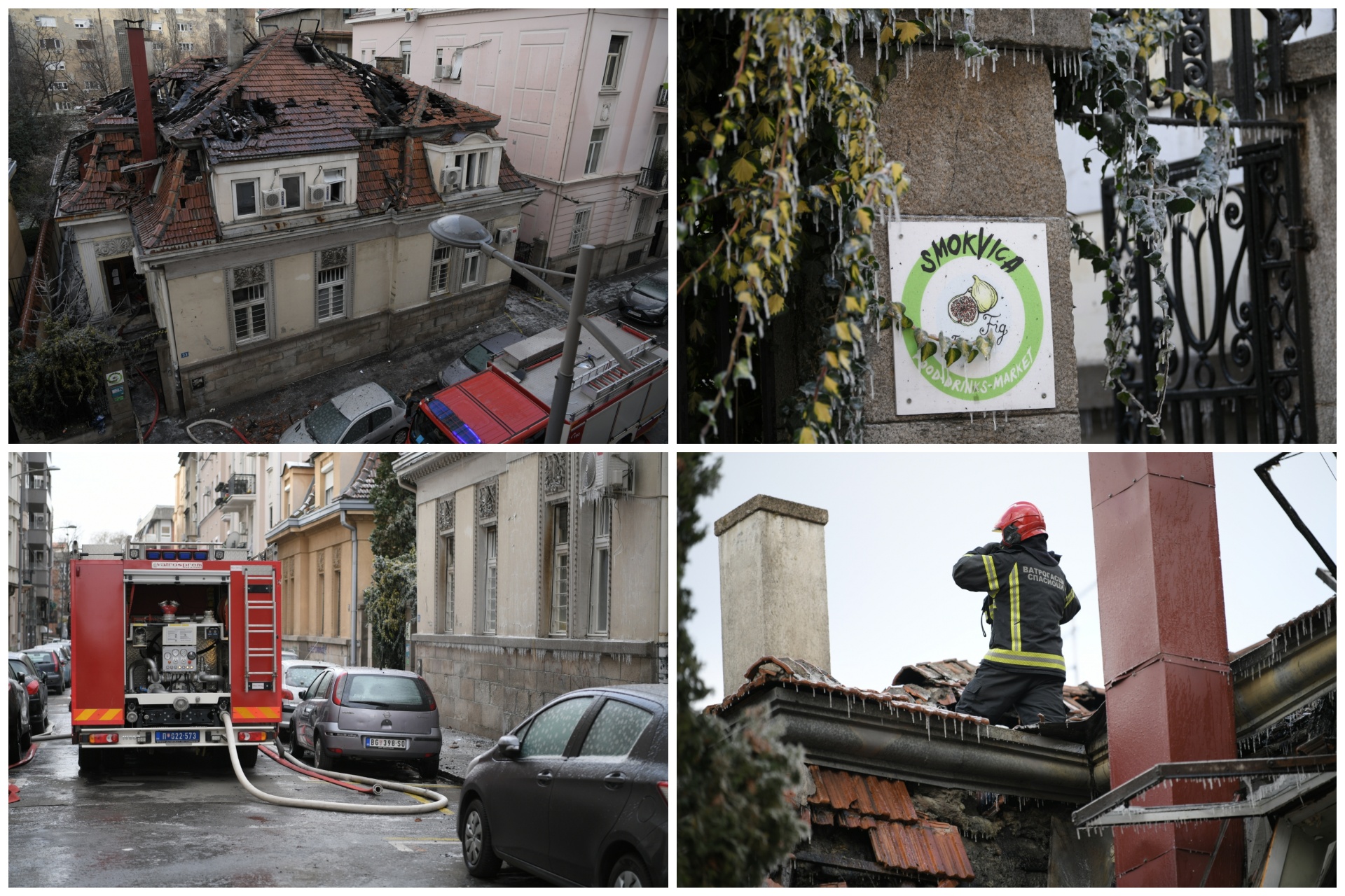 Beograd, 12.02.2021. Vračar, Molerova, Restoran Smokvica požar, vatrogasci Foto: Dragan Mujan/Nova.rs kombo