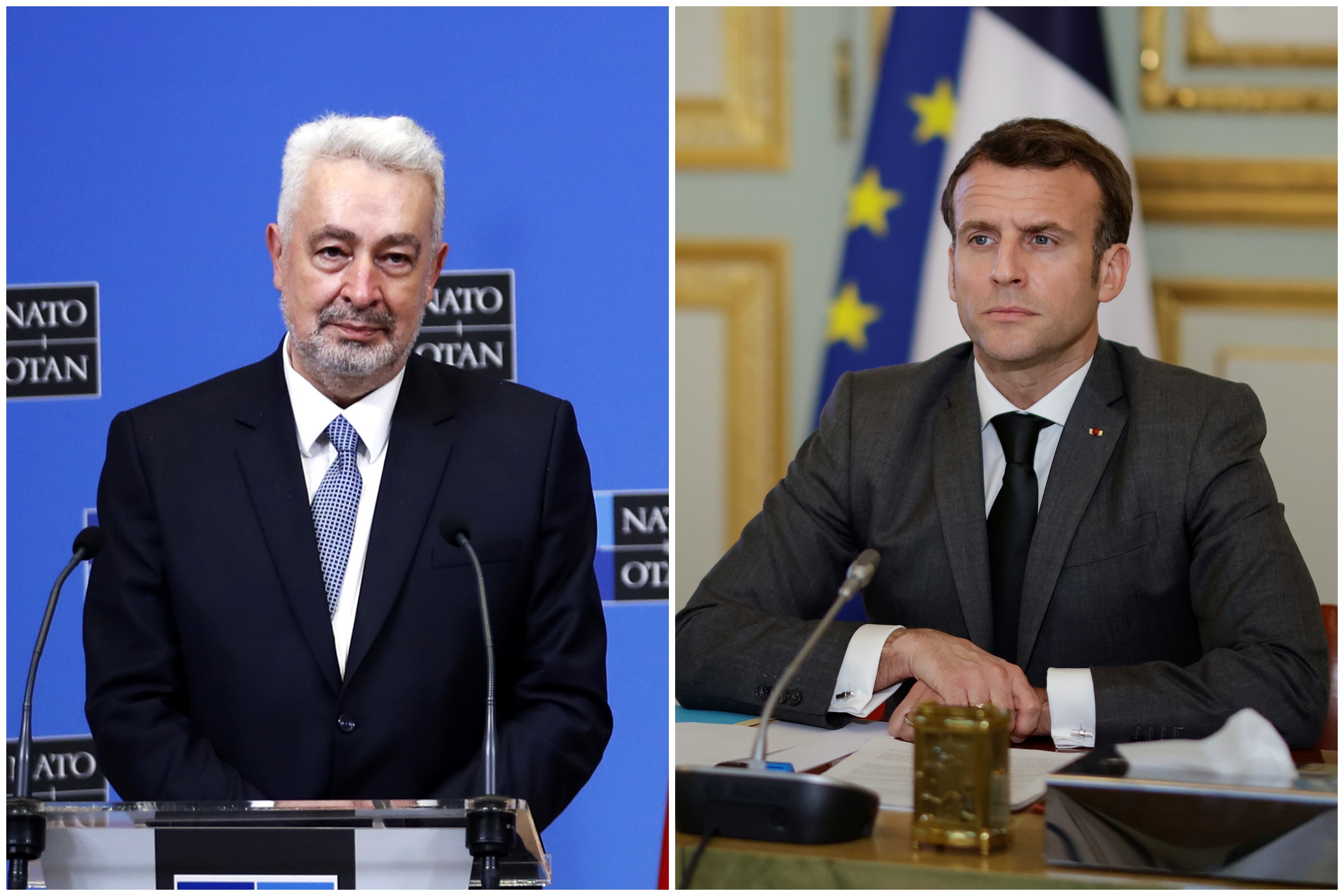 Zdravko Krivokapić, Emanuel Makron, Emmanuel Macron, kombo Foto: EPA-EFE/Francisco Seco/YOAN VALAT