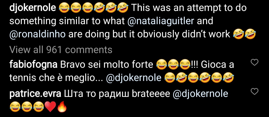 Foto: Screenshot  Instagram/ Djokernole