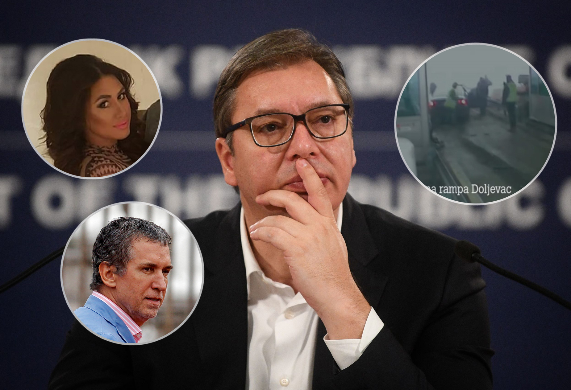 u sredini Vučić

a okolo: Dušica Jevđenović, Dragan Đurić, naplatna rampa Doljevac kombo