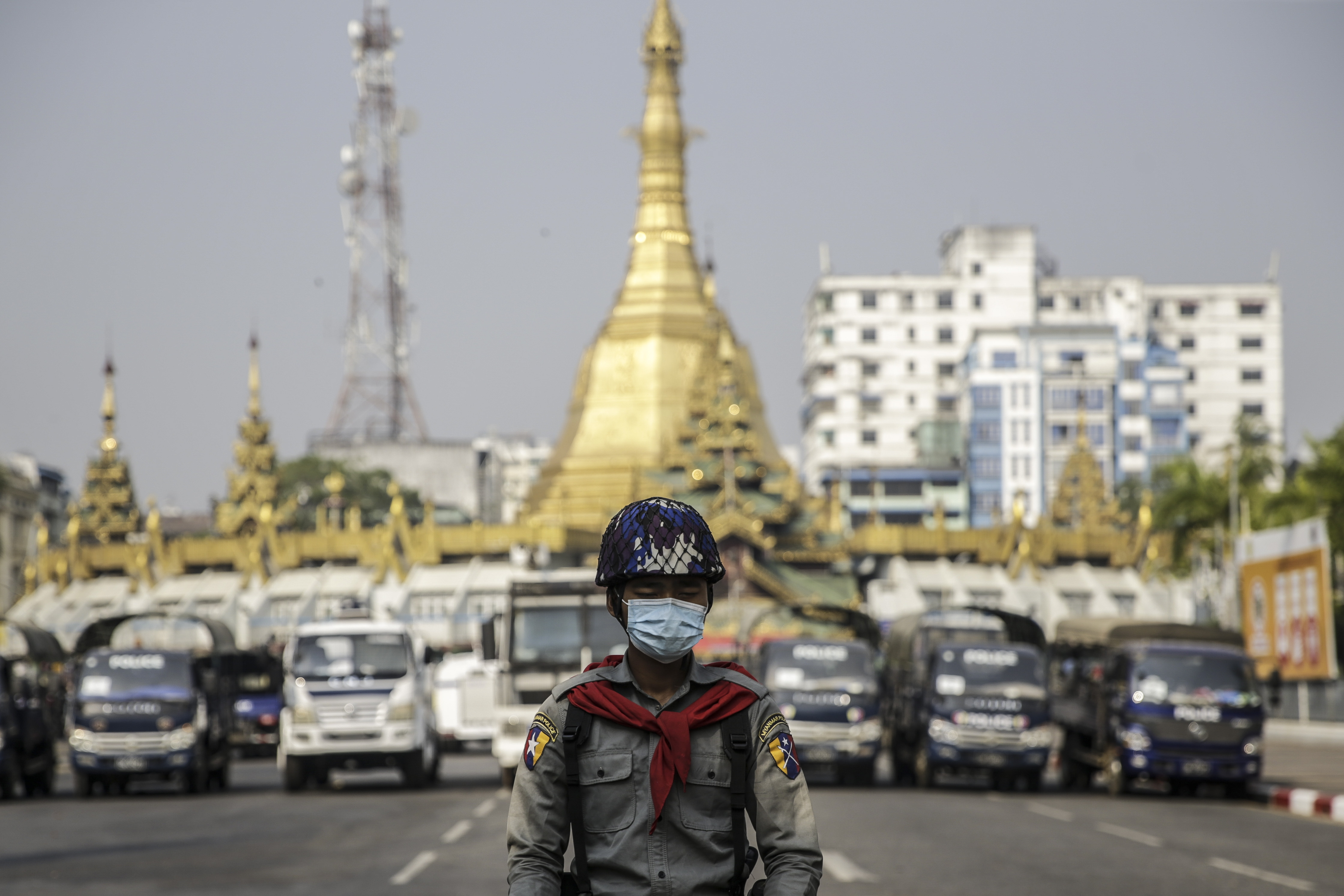 Protest against military coup in Yangon