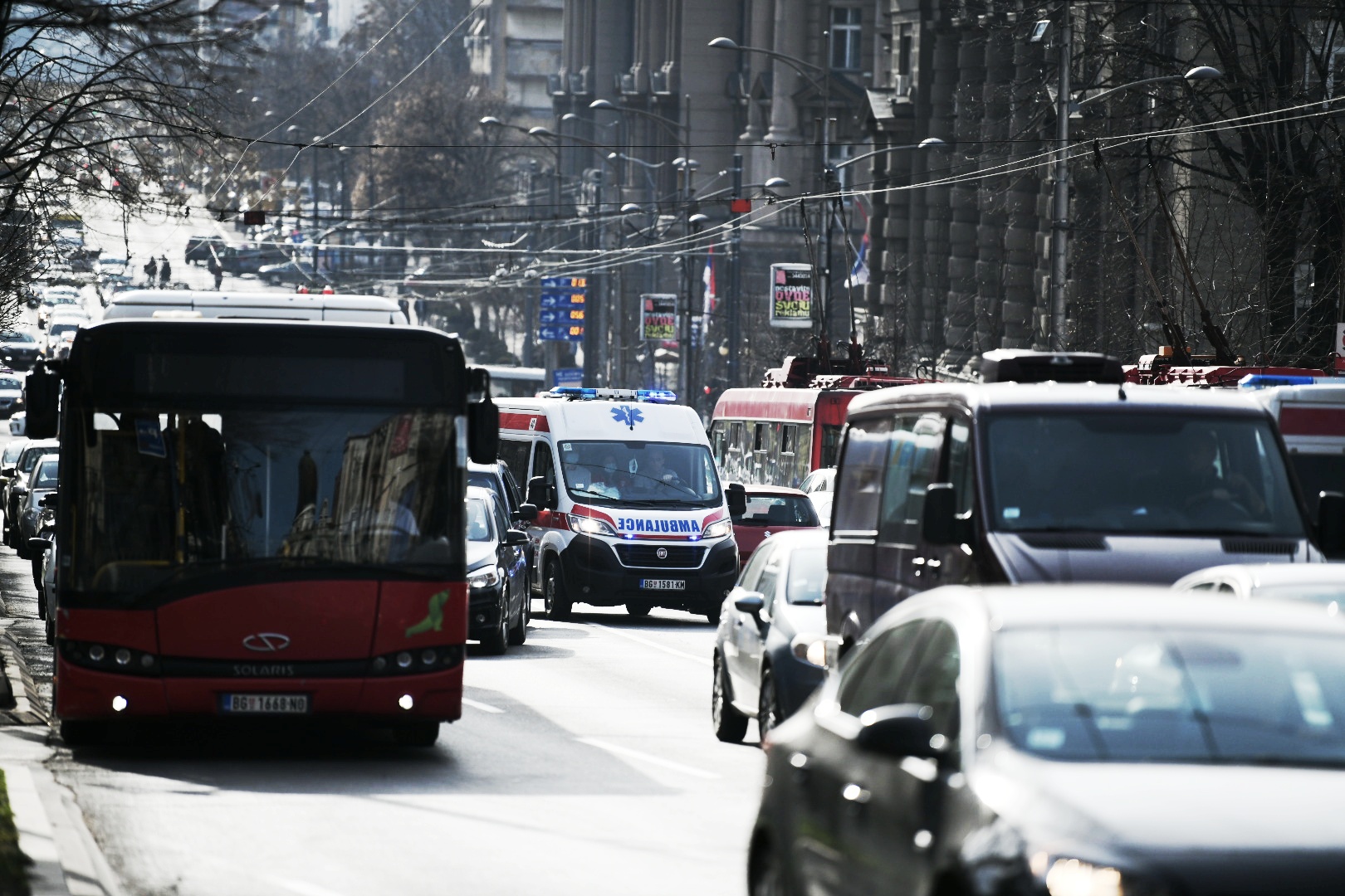 Beograd 05.02.2021. Gužva, Kneza Miloša, Nemanjina, hitna pomoć, automobil Foto: Vesna Lalić/Nova.rs