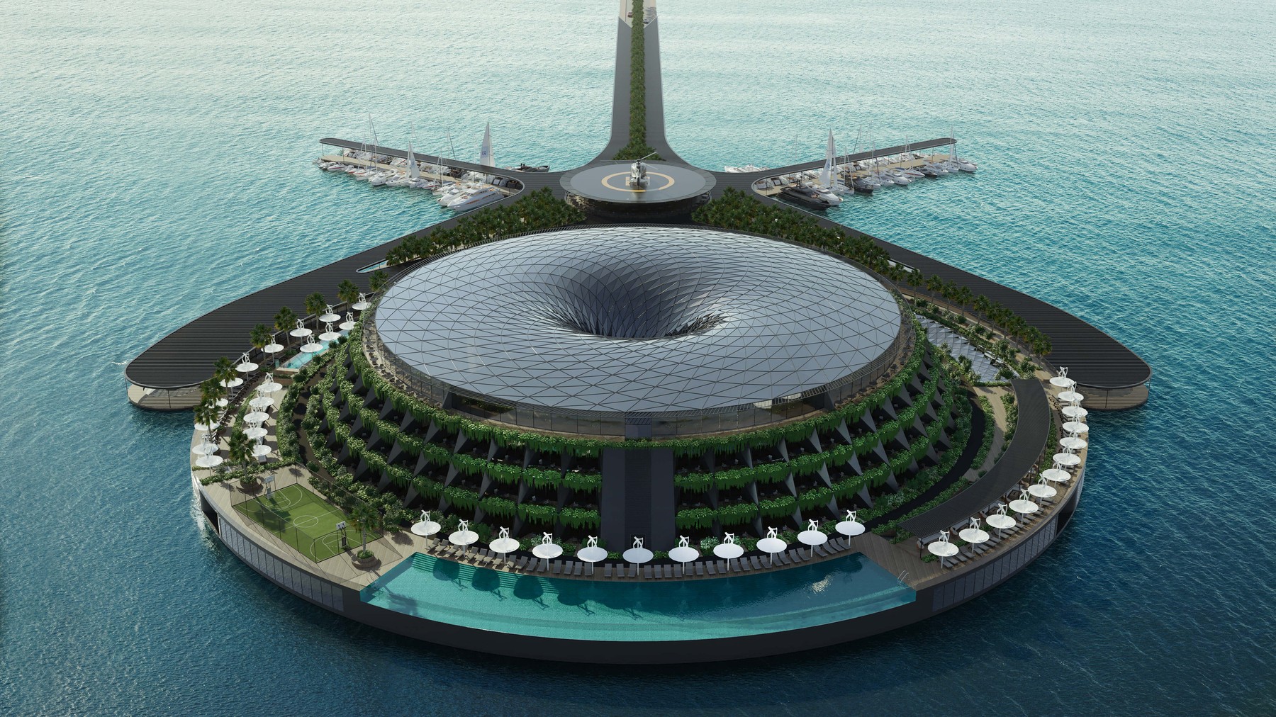 Qatar Eco-Hotel Generates It's Energy From Rotating In The Ocean