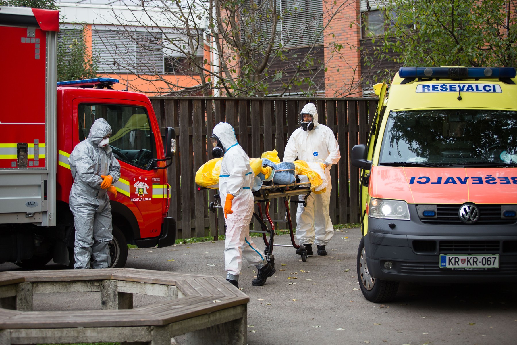 Infected nursing home residents evacuated in Skofja Loka, Slovenia - 19 Oct 2020