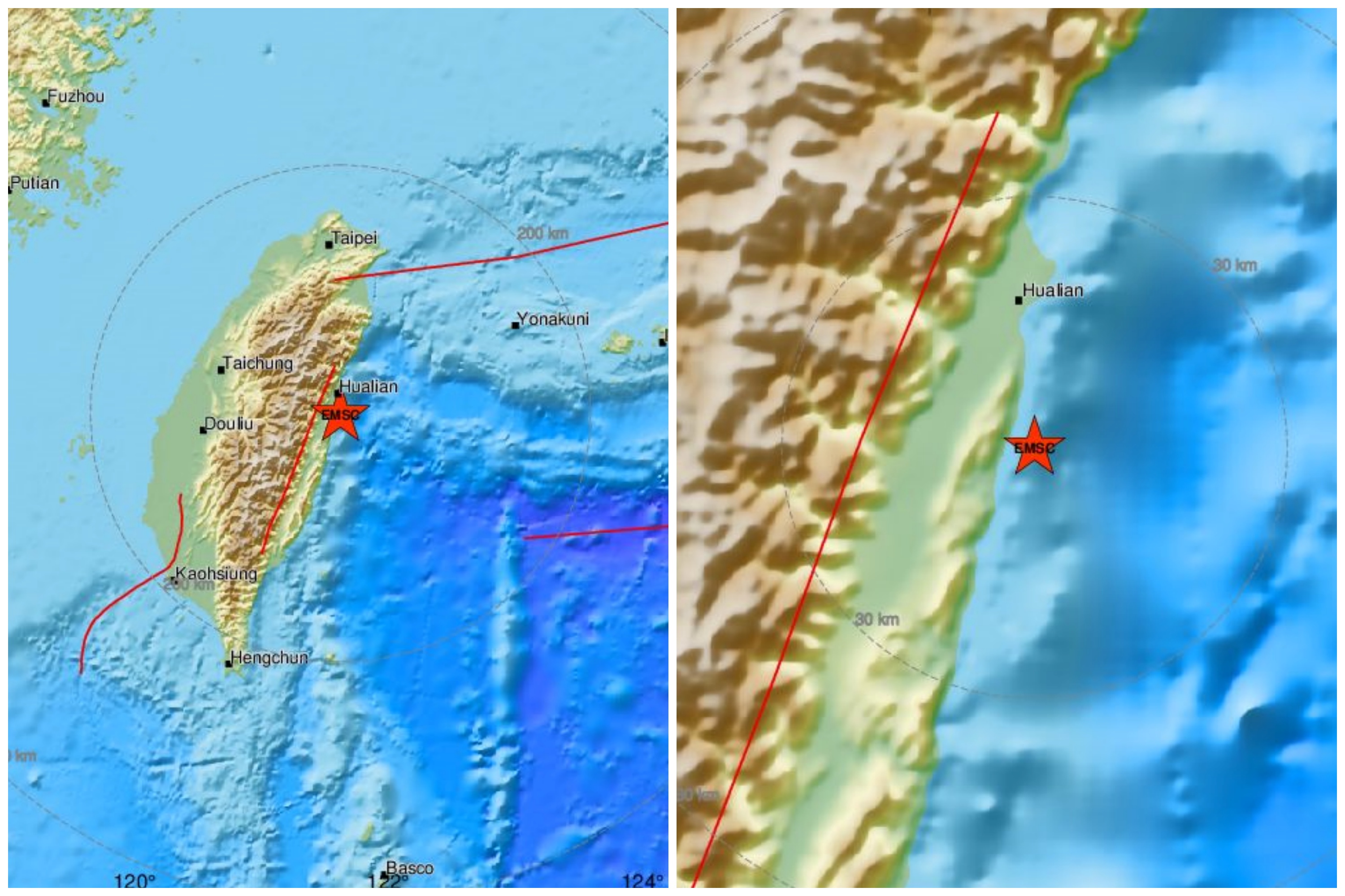 Zemljotres, Tajvan Foto: emsc-csem.org