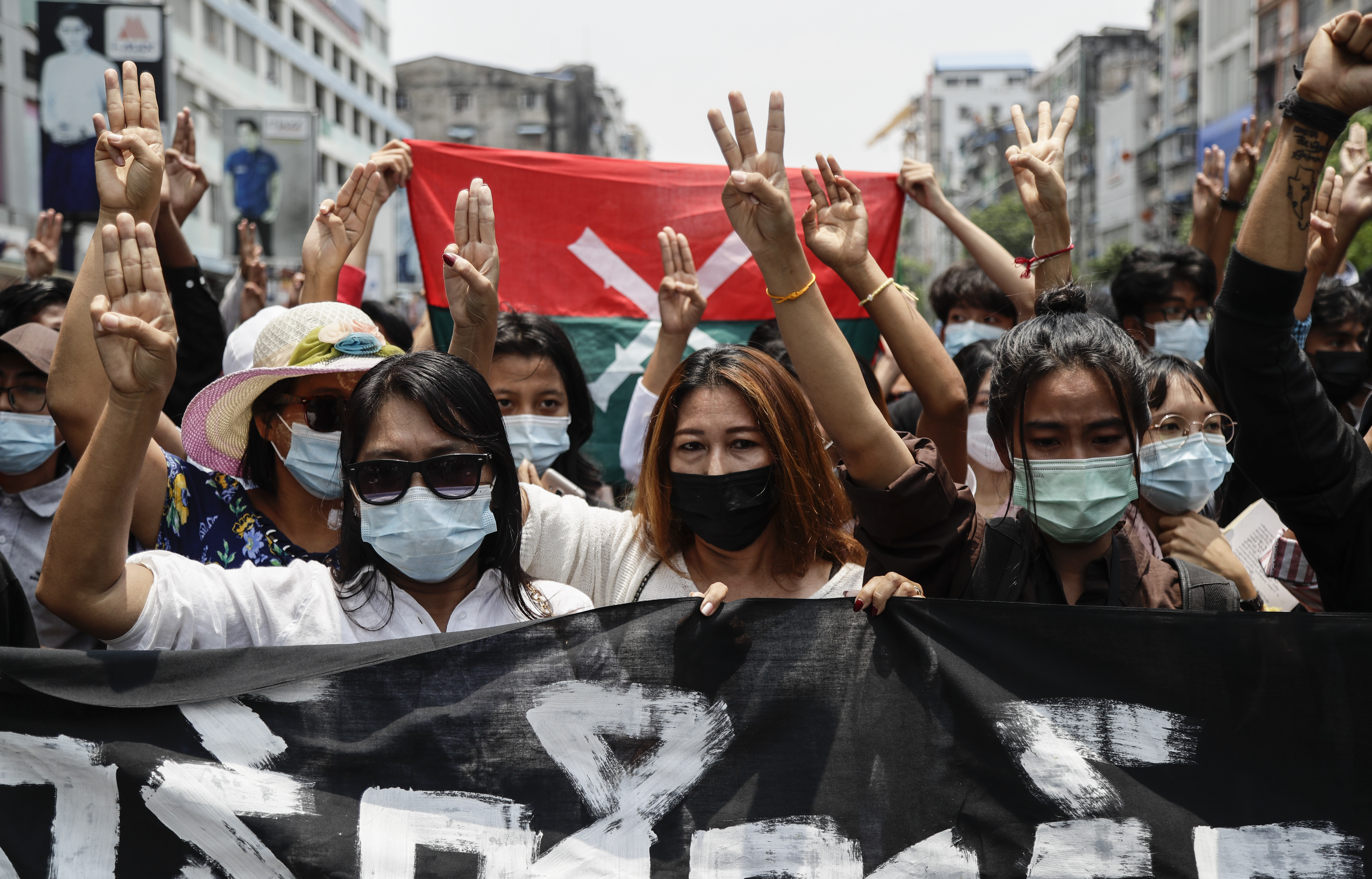 Myanmar anti-coup protest in Yangon