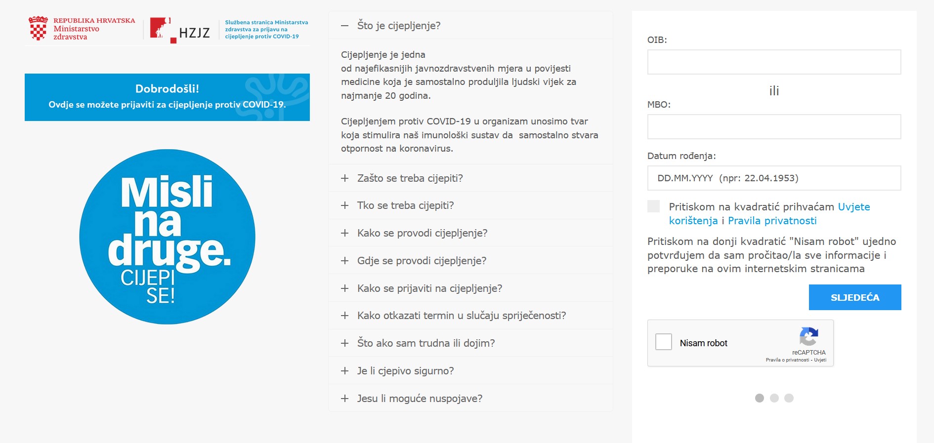 Hrvatska, sajt, cijepi se, vakcinacija, prijava Foto: Printscreen/cijepise.zdravlje.hr