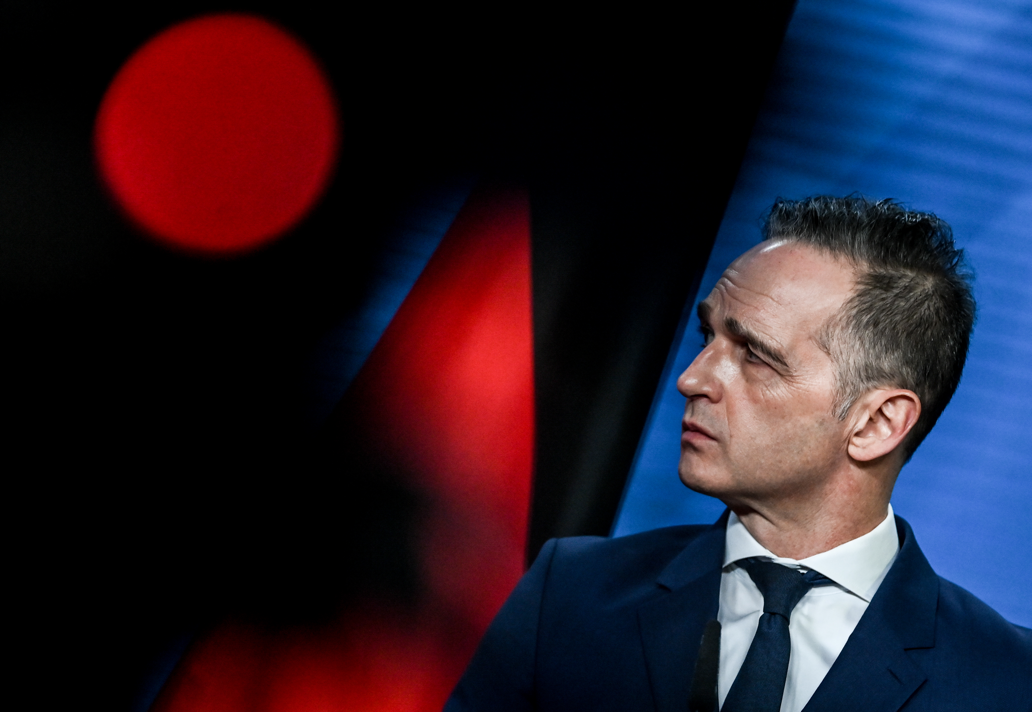 epa08938767 German Foreign Minister Heiko Maas looks on during a news conference with Montenegro Foreign Minister Dorde Radulovic (not pictured)  in Berlin, Germany, 15 January 2021.  EPA-EFE/FILIP SINGER
