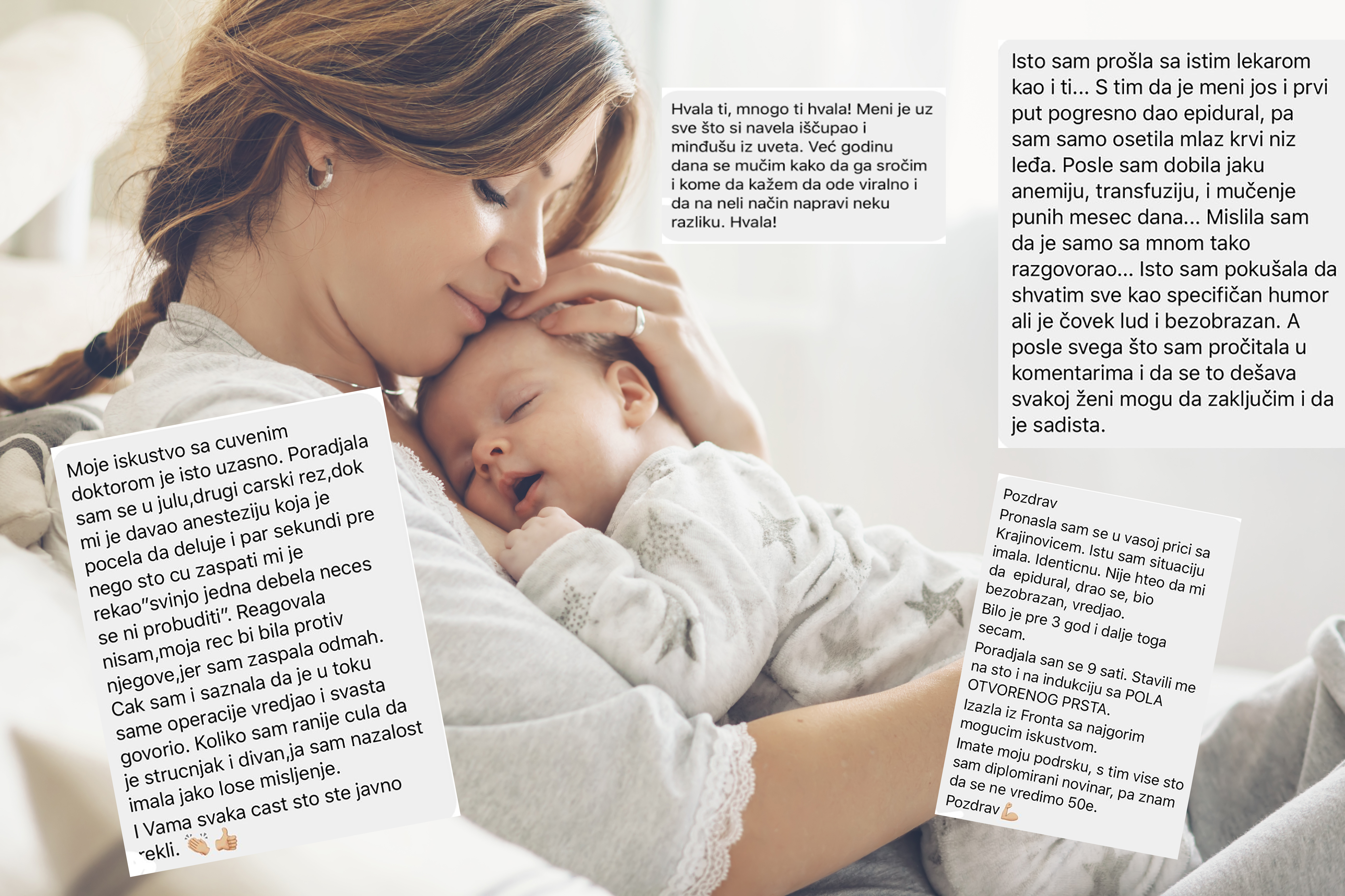 Porodilja, lekar, Loving,Mom,Carying,Of,Her,Newborn,Baby,At,Home.,Bright