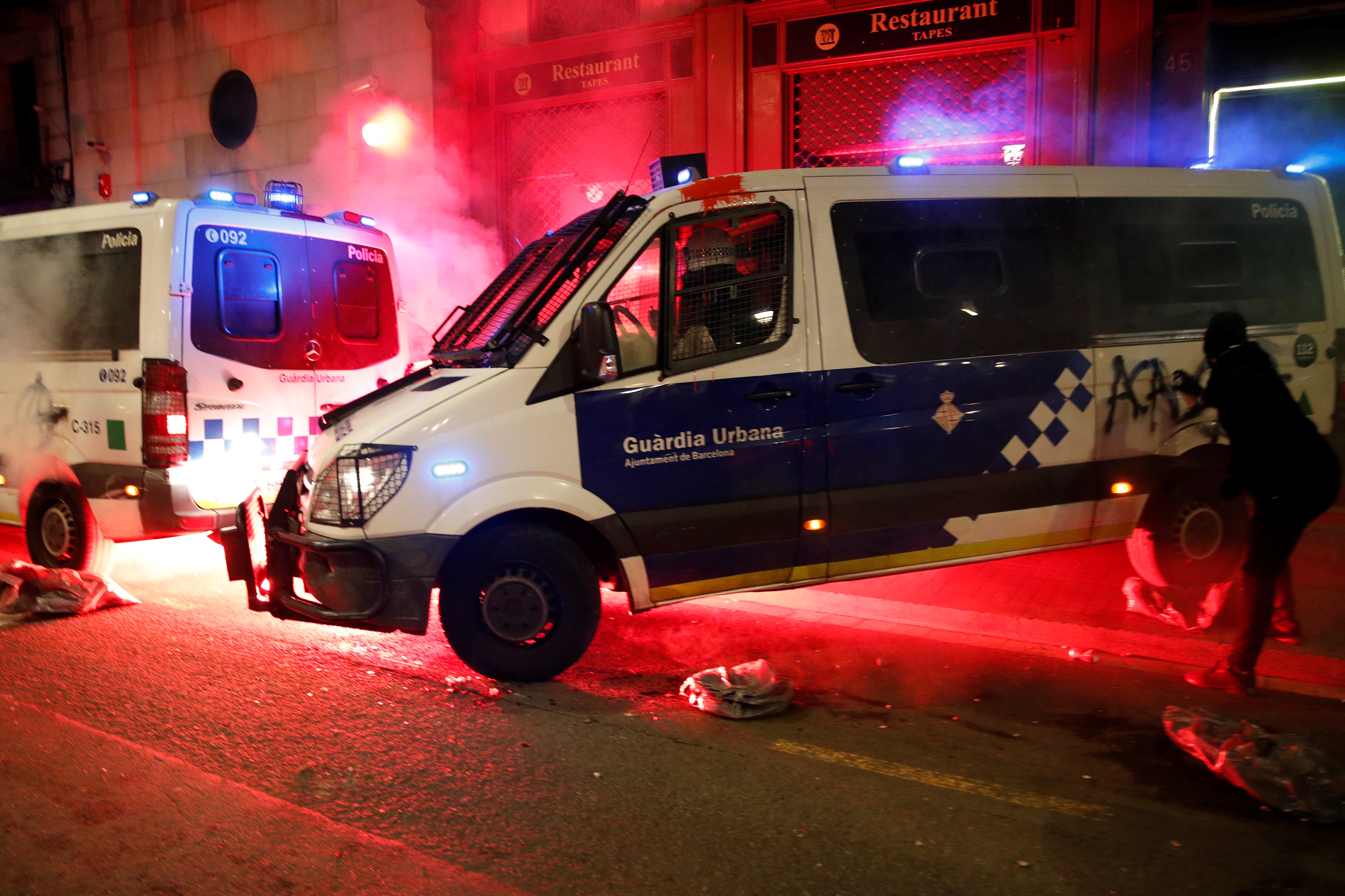 Protests against the imprisonment of Spanish rapper Pablo Hasel in Barcelona