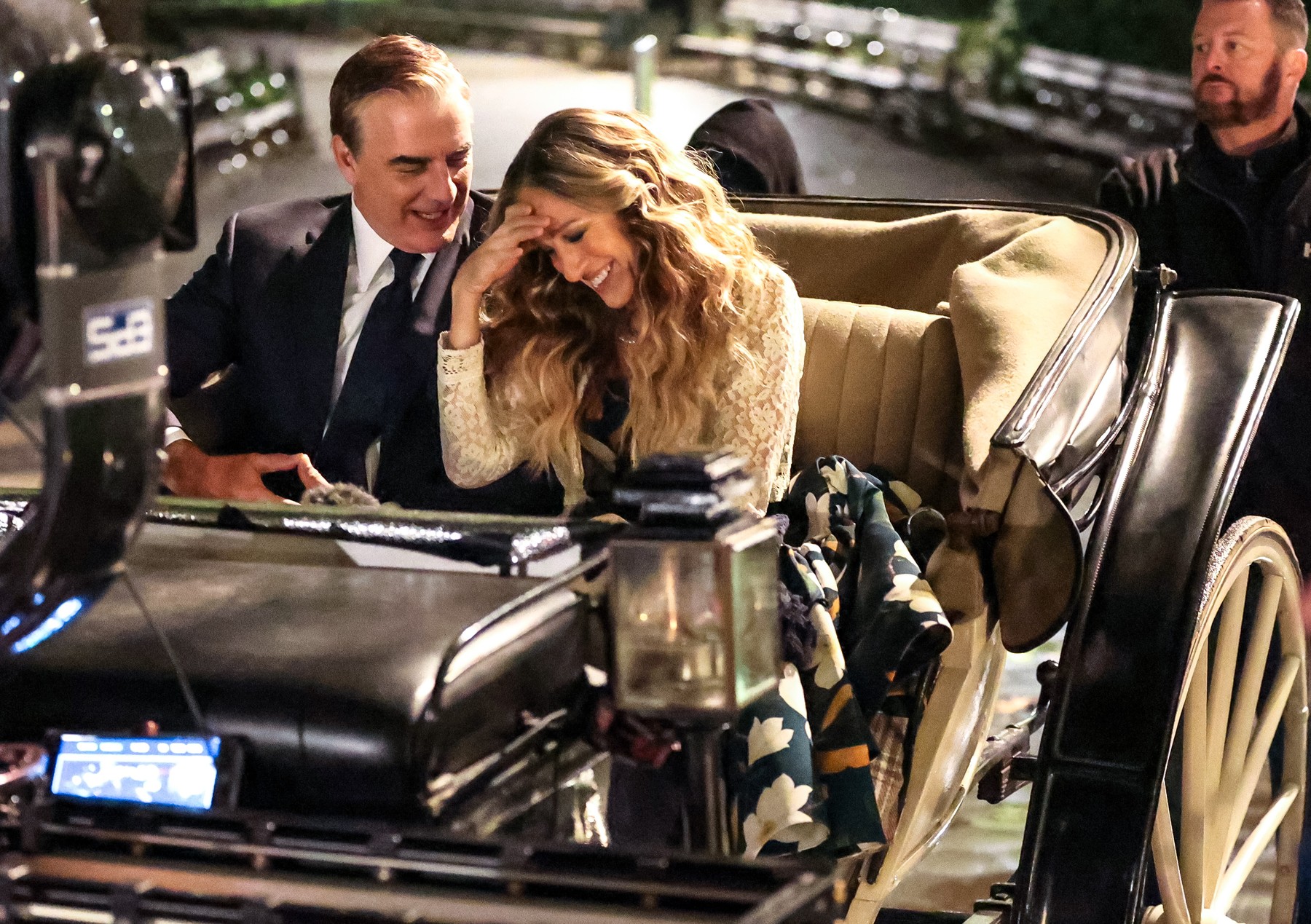 Sarah Jessica Parker and Chris Noth on film set of the 'And Just Like That'