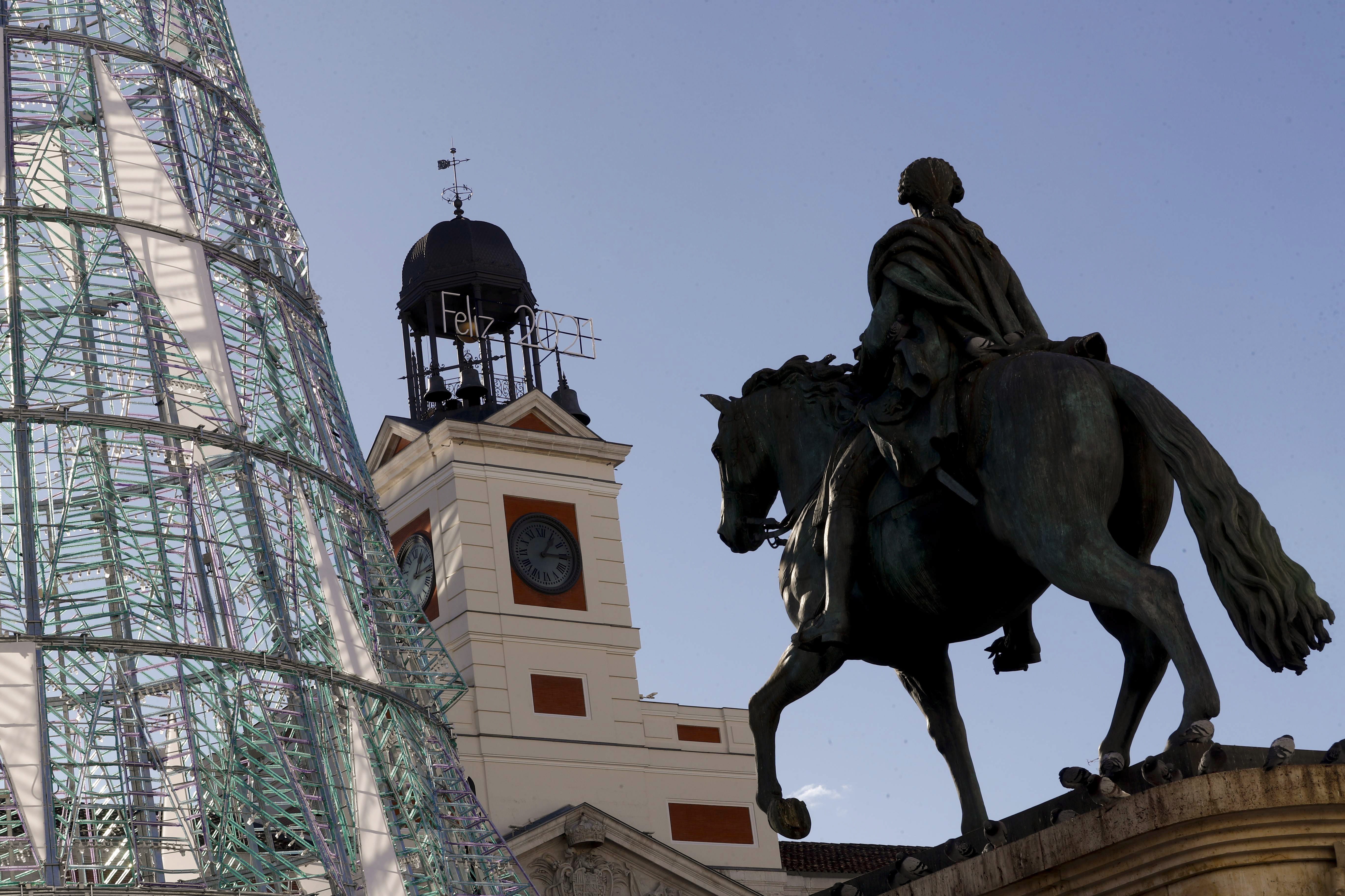 An empty Puerta del Sol to celebrate New Year's Eve