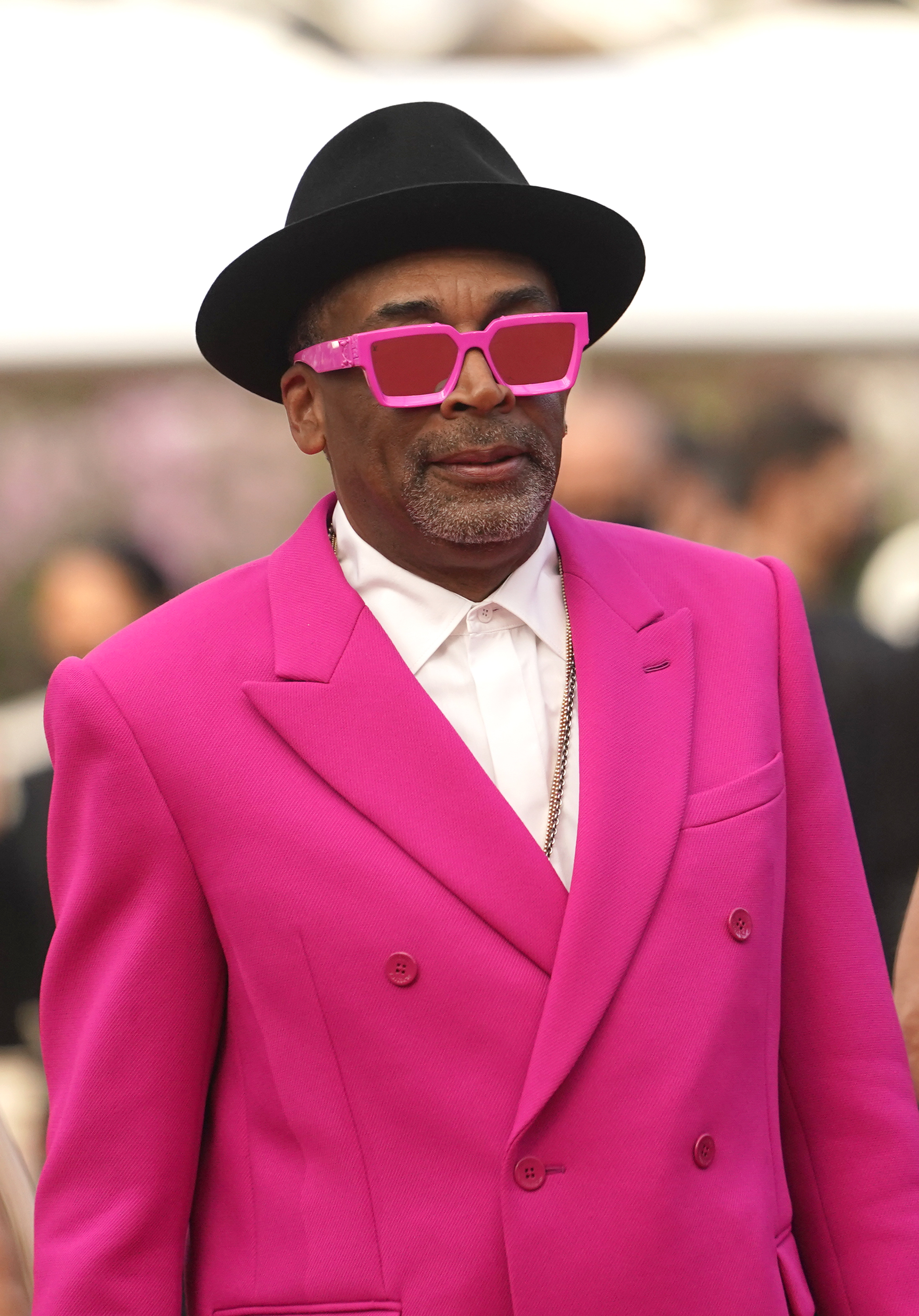 Jury president Spike Lee poses for photographers upon arrival at the premiere of the film 'Annette' and the opening ceremony of the 74th international film festival, Cannes, southern France, Tuesday, July 6, 2021. (AP Photo/Brynn Anderson)