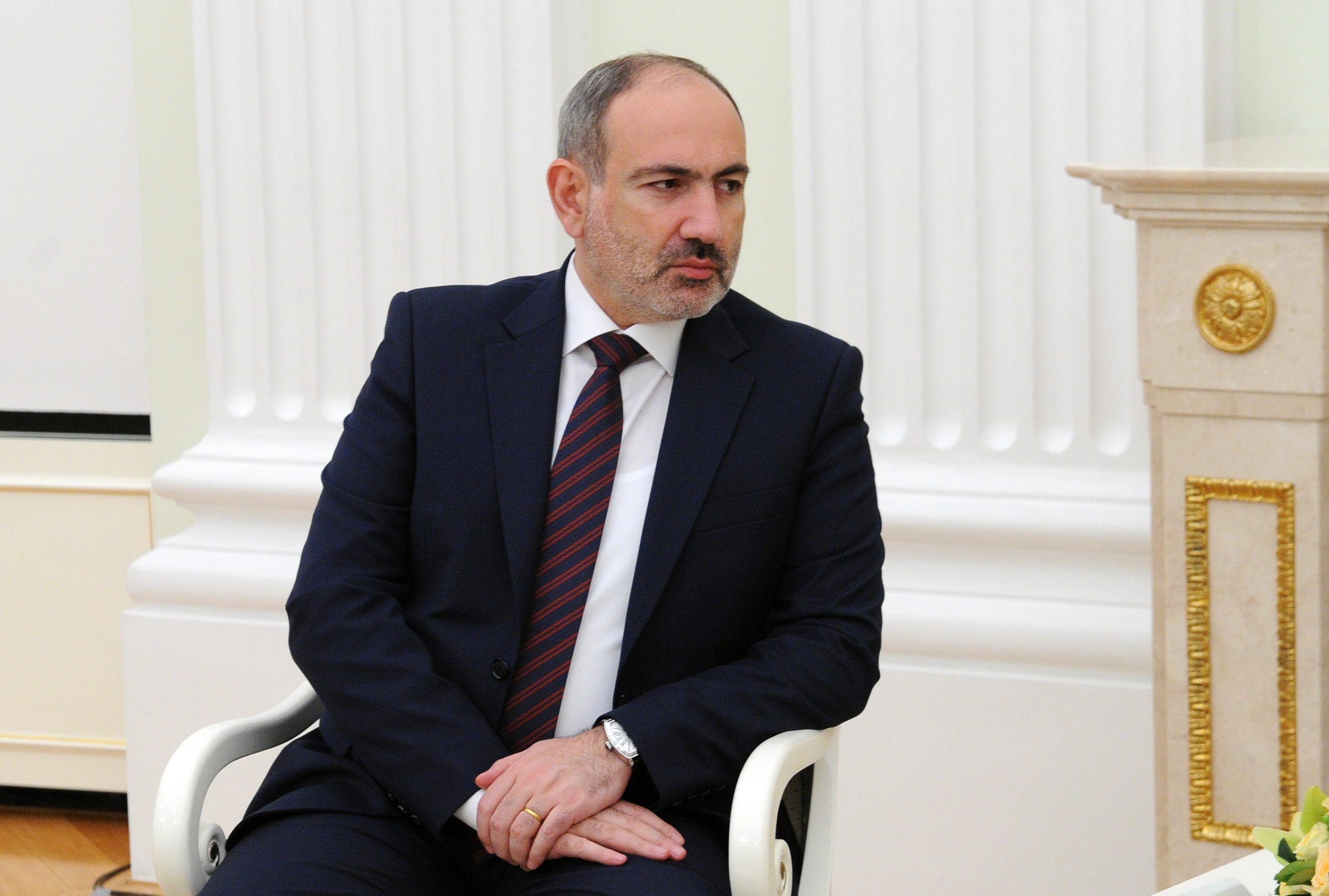 epa08931831 Armenian Prime Minister Nikol Pashinyan attends a meeting with Russian President Vladimir Putin (not pictured)  in the Kremlin in Moscow, Russia, 11 January 2021.  EPA-EFE/MICHAIL KLIMENTYEV/SPUTNIK/KREMLIN POOL MANDATORY CREDIT
