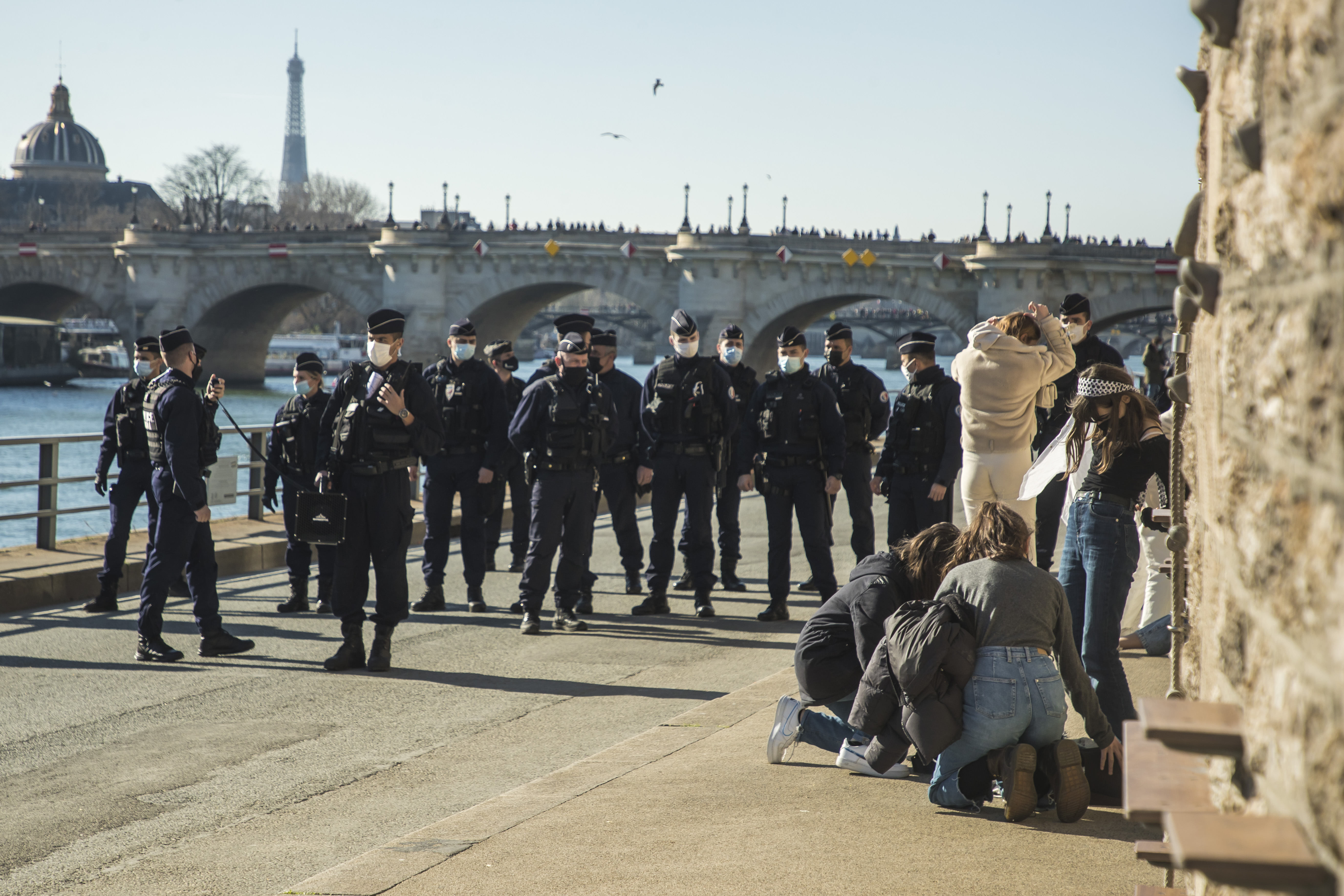 Police disperse gatherings on the banks of the Seine in Paris