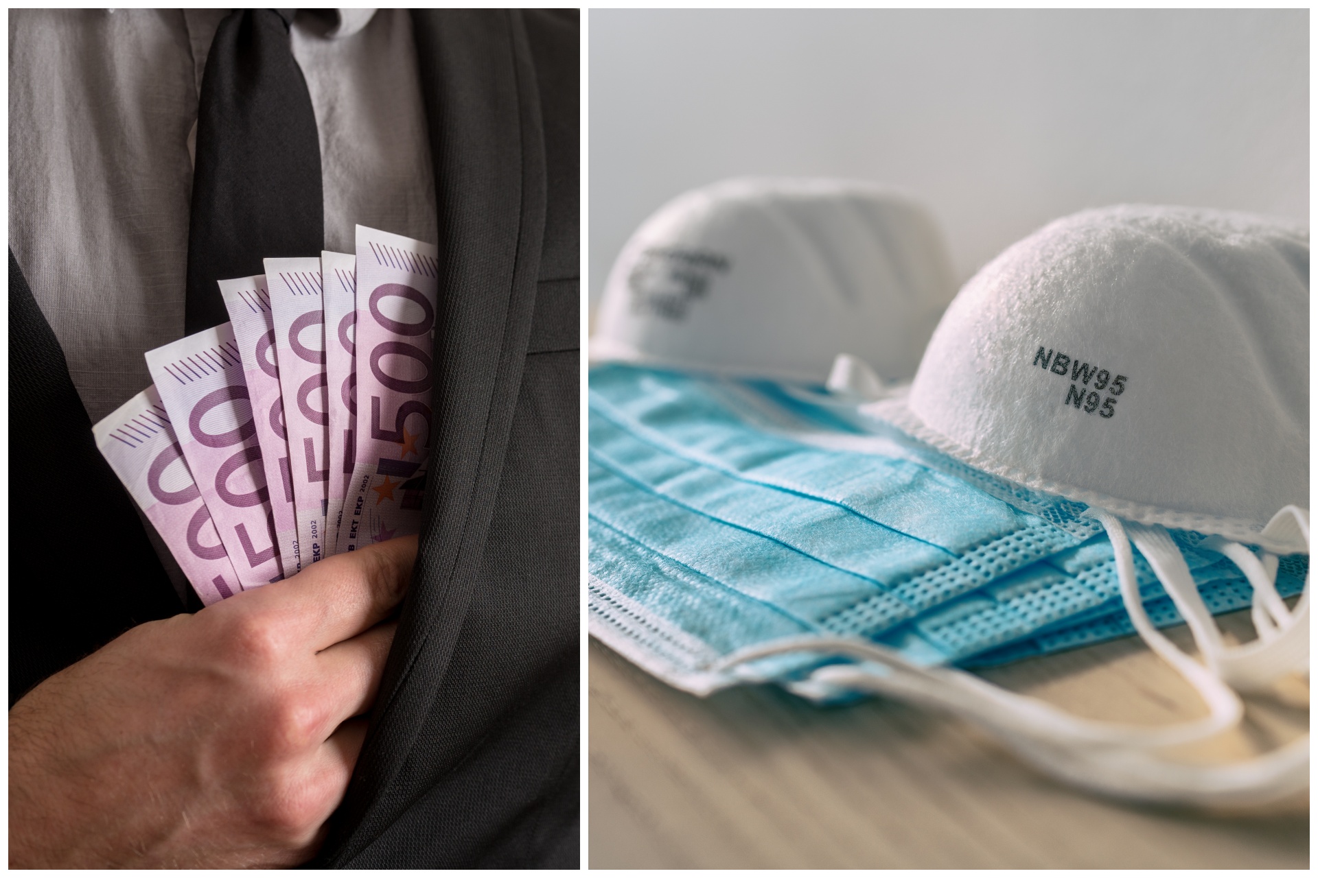 korona maske i novac