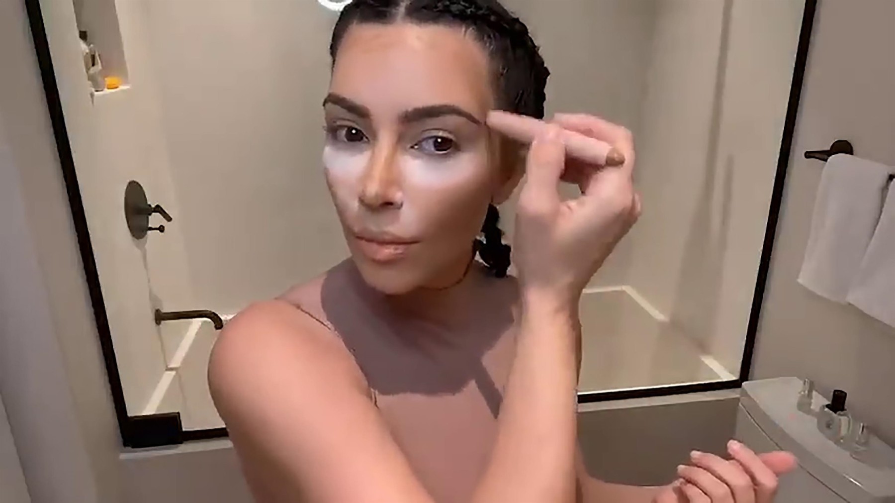 Kim Kardashian 'My Work from Home Beauty Routine Using @KKW Beauty' With unexpected cameo from North)