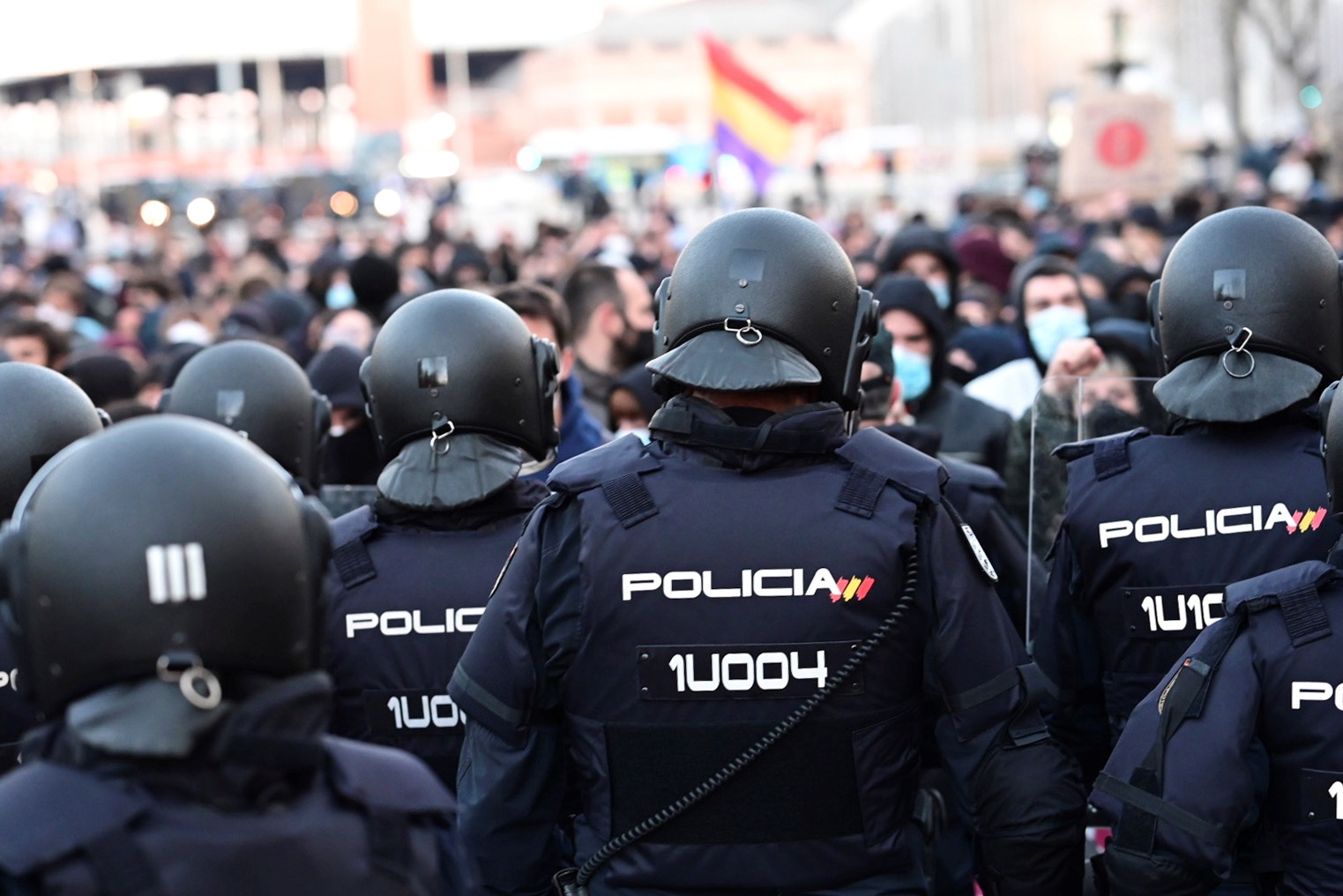 Protest against the imprisonment of Spanish rapper Pablo Hasel in Madrid