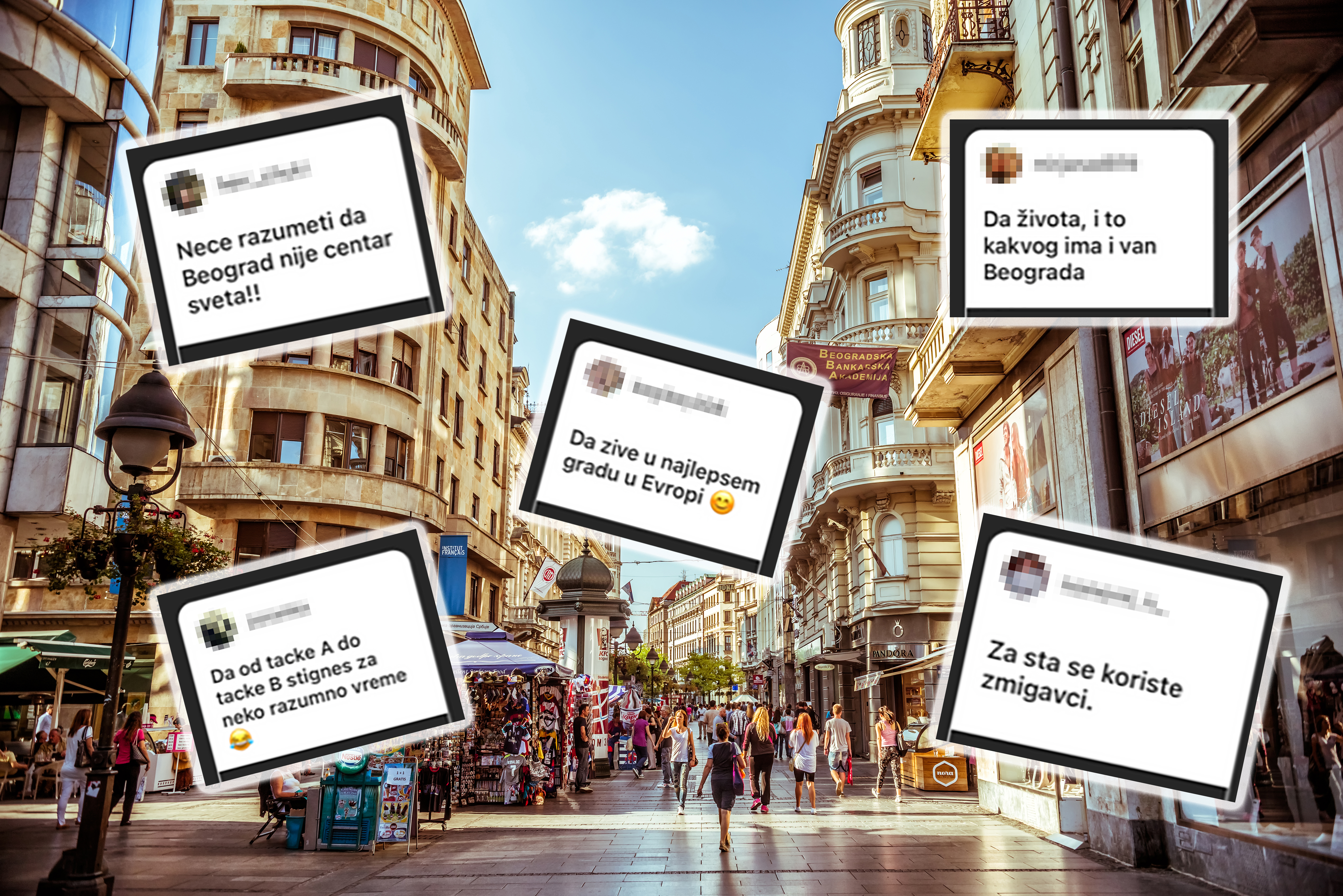 BELGRADE, SERBIA - SEPTEMBER 23: Knez Mihailova Street on September 23, 2015 in Belgrade, Serbia. Street is the main shopping mile of Belgrade. Filtered photo with warm summer lighting.