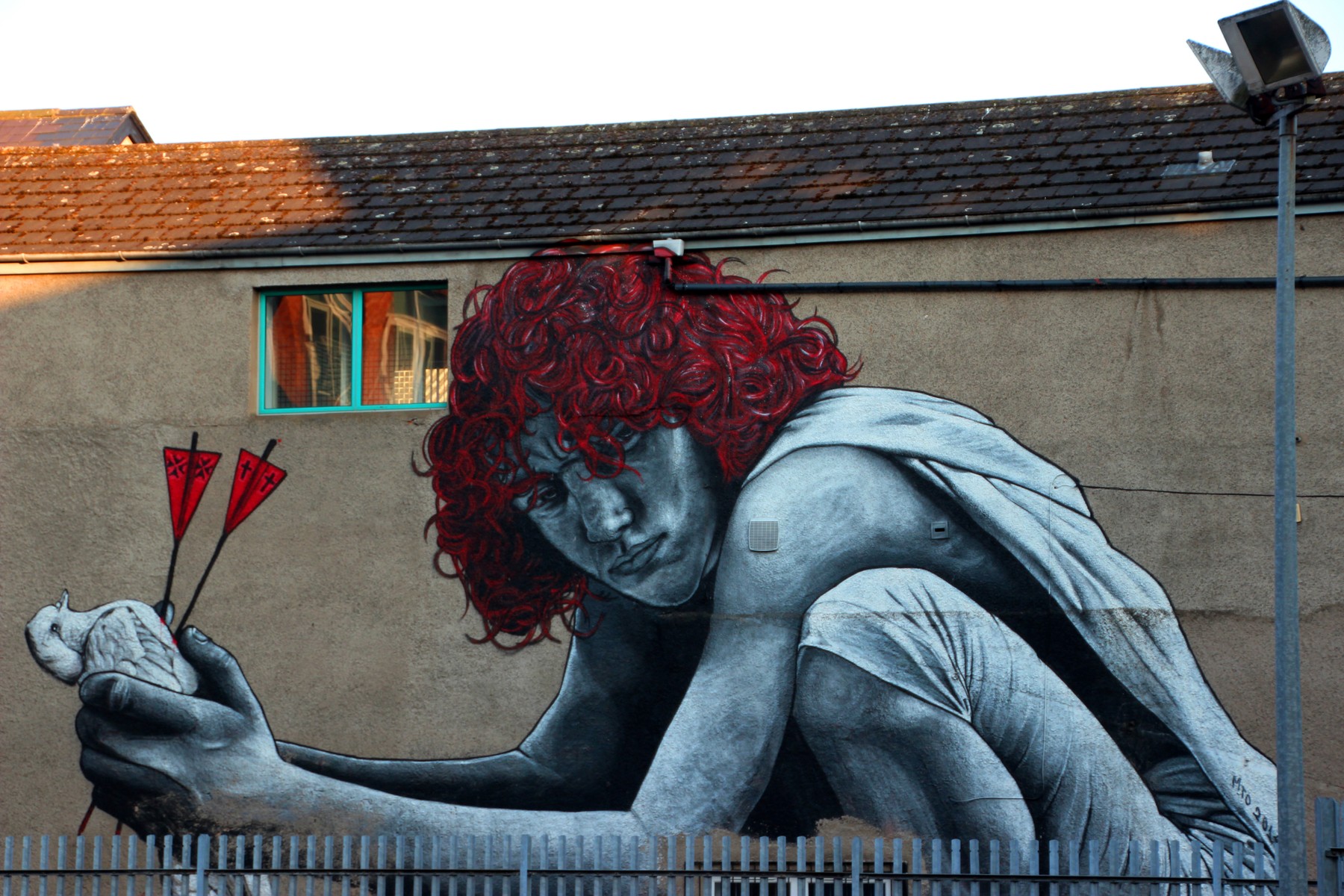 Great Britain (United Kingdom), Northern Ireland, Belfast: mural "The son of Protagoras" by French street artist MTO, realized at Hit the North Festival 2014