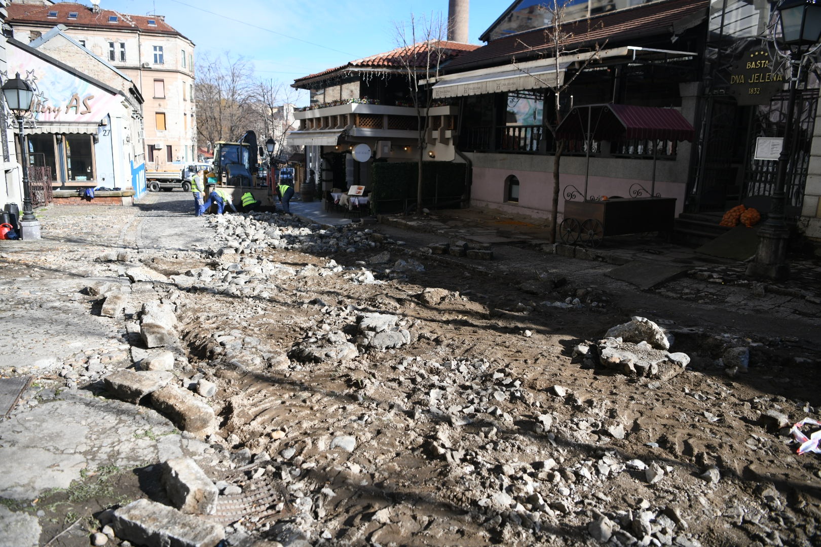 Beograd 30. januar 2021. Skadarksa ulica, Skadalija, rekonstrukcija, radovi, raskopana ulica Foto:Vesna Lalić/Nova.rs