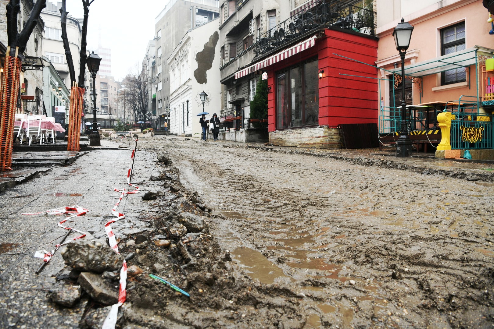 Beograd 31. januar 2021. Skadarska ulica, Skadarlija, rekonstrukcija, radovi, raskopana ulica Foto:Vesna Lalić/Nova.rs