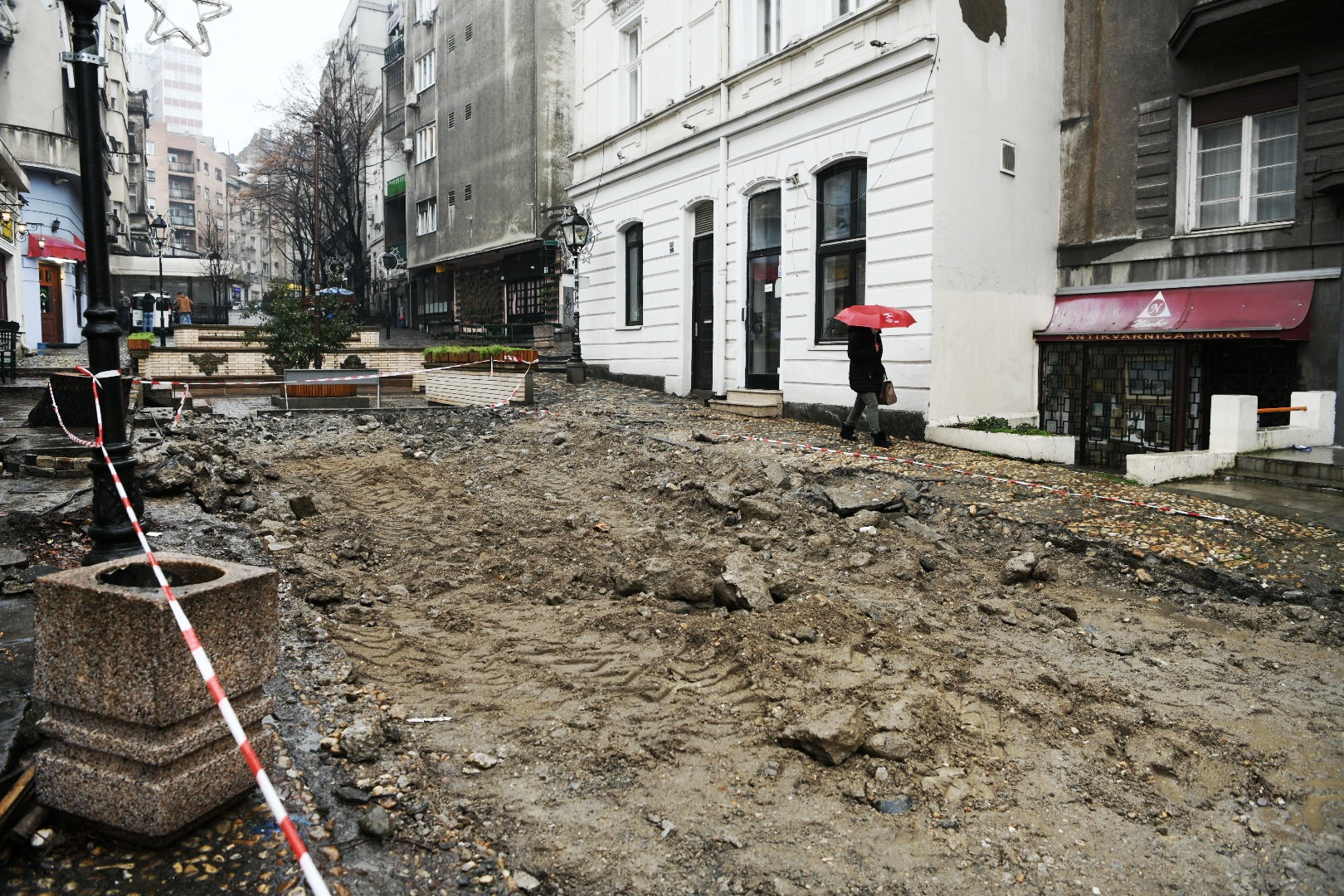 Beograd 31. januar 2021. Skadarska ulica, Skadarlija, rekonstrukcija, radovi, raskopana ulica Foto:Vesna Lalić/Nova.rs