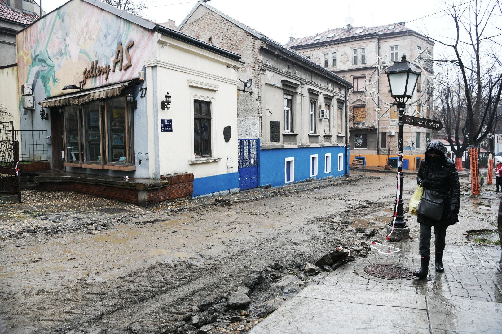 Beograd 31. januar 2021. Skadarska ulica, Skadarlija, rekonstrukcija, radovi, raskopana ulica Foto:Vesna Lalić/Nova.rs