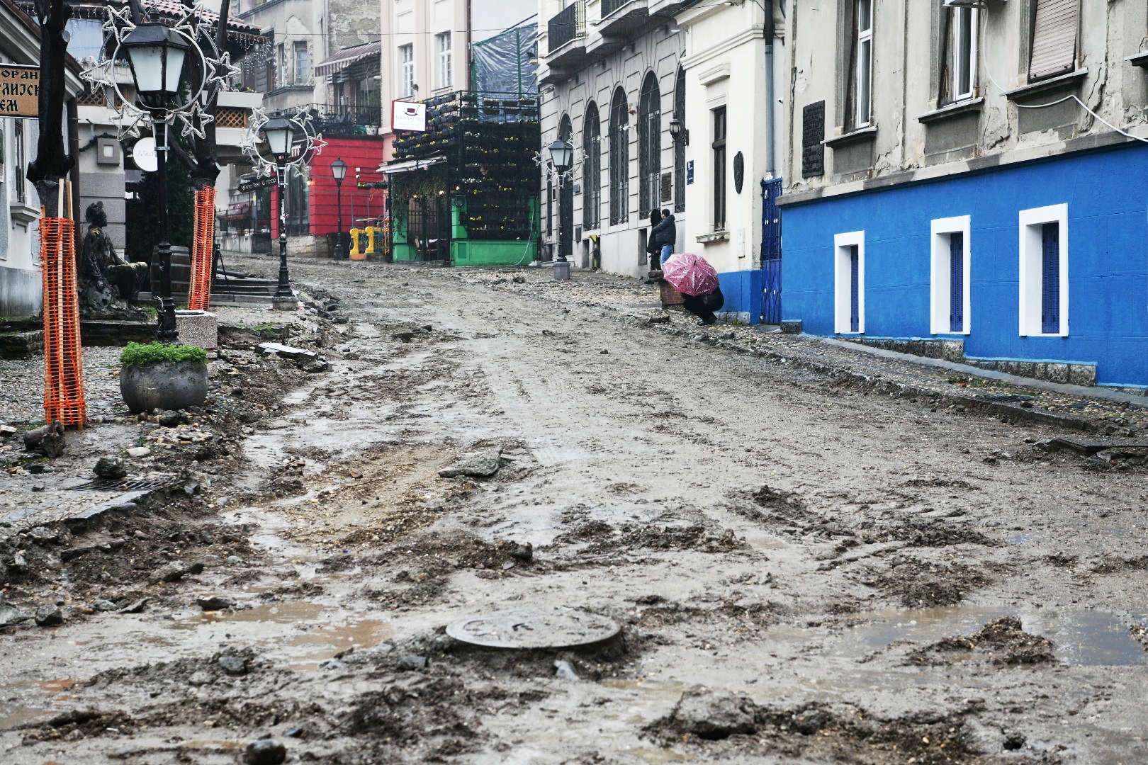 Beograd 31. januar 2021. Skadarska ulica, Skadarlija, rekonstrukcija, radovi, raskopana ulica Foto:Vesna Lalić/Nova.rs