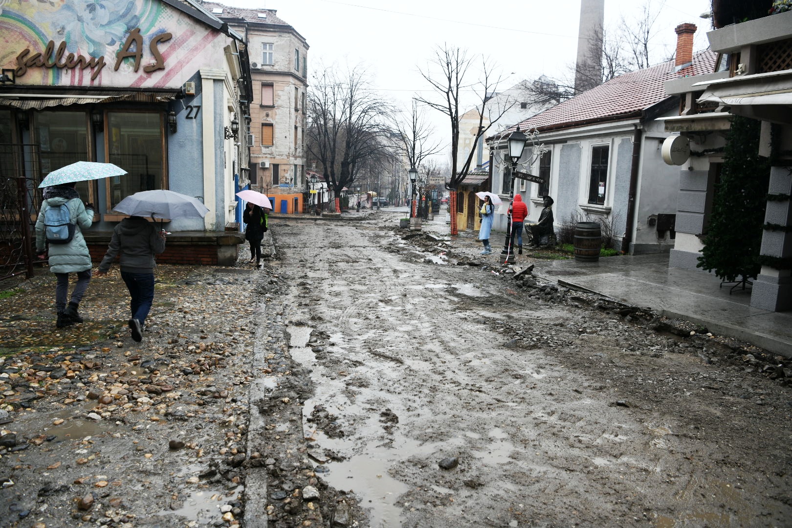 Beograd 31. januar 2021. Skadarska ulica, Skadarlija, rekonstrukcija, radovi, raskopana ulica Foto:Vesna Lalić/Nova.rs