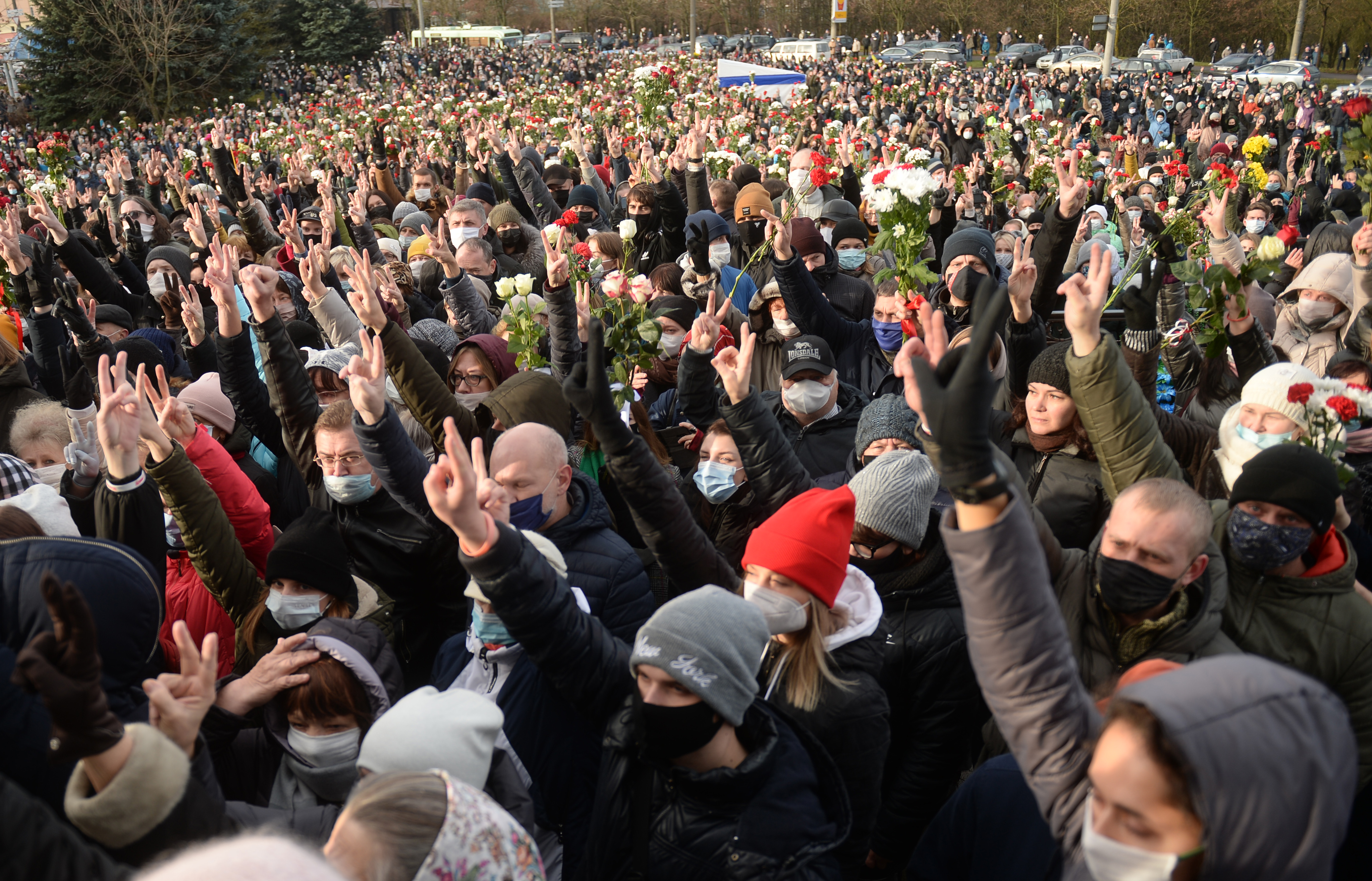 Belorusija, sahrana opozicionara, A memorial ceremony to anti-govrnment protester Roman Bondarenko in Minsk