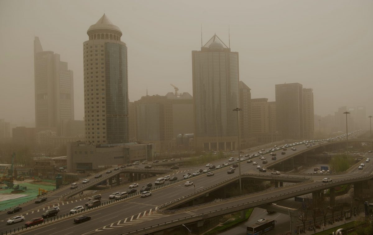 Motorists commute during a sandstorm in Beijing on March 28, 2021.,Image: 601774153, License: Rights-managed, Restrictions: , Model Release: no, Credit line: Noel Celis / AFP / Profimedia