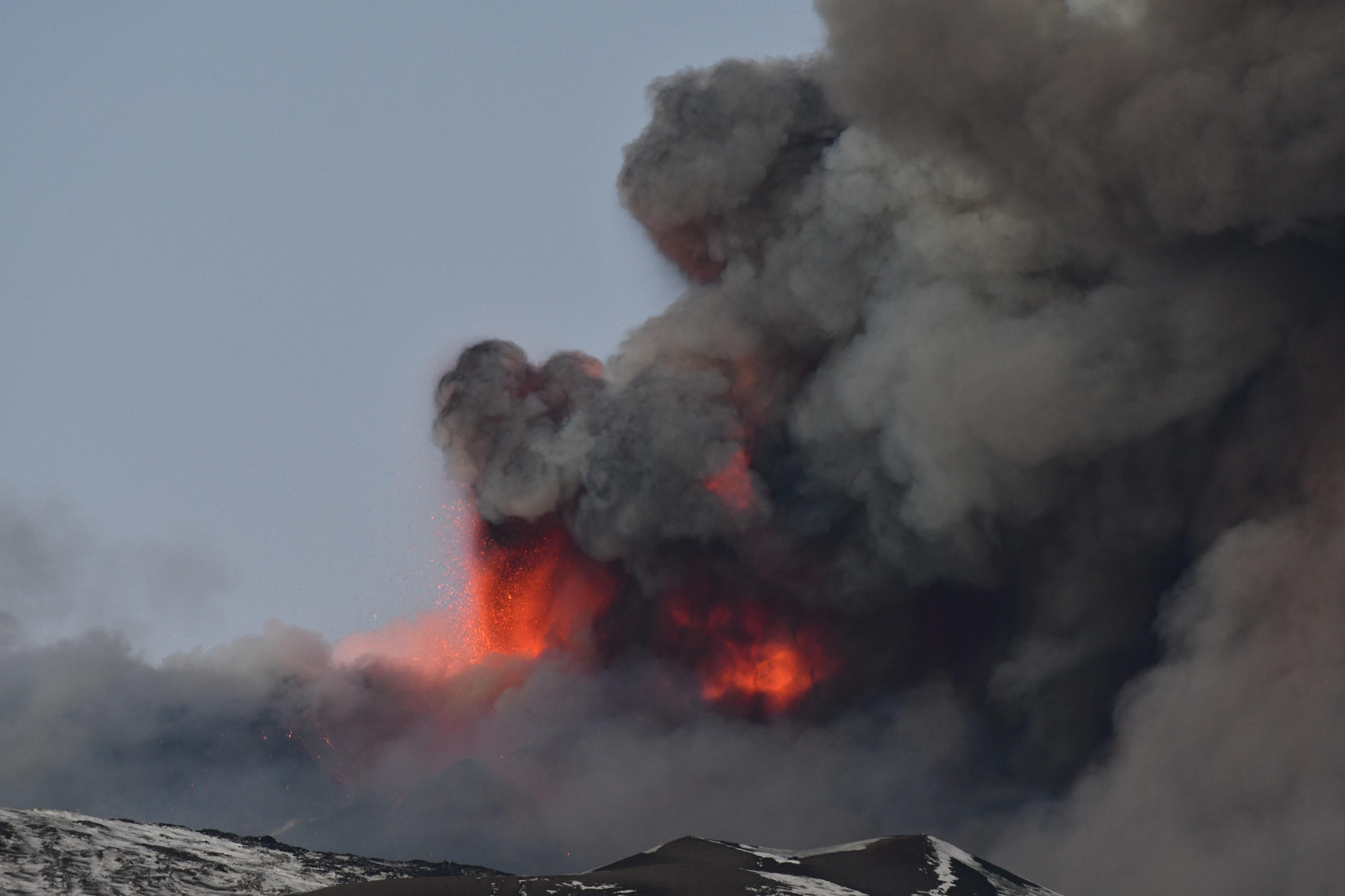 Eruption on Etna volcano in Sicily island, Italy