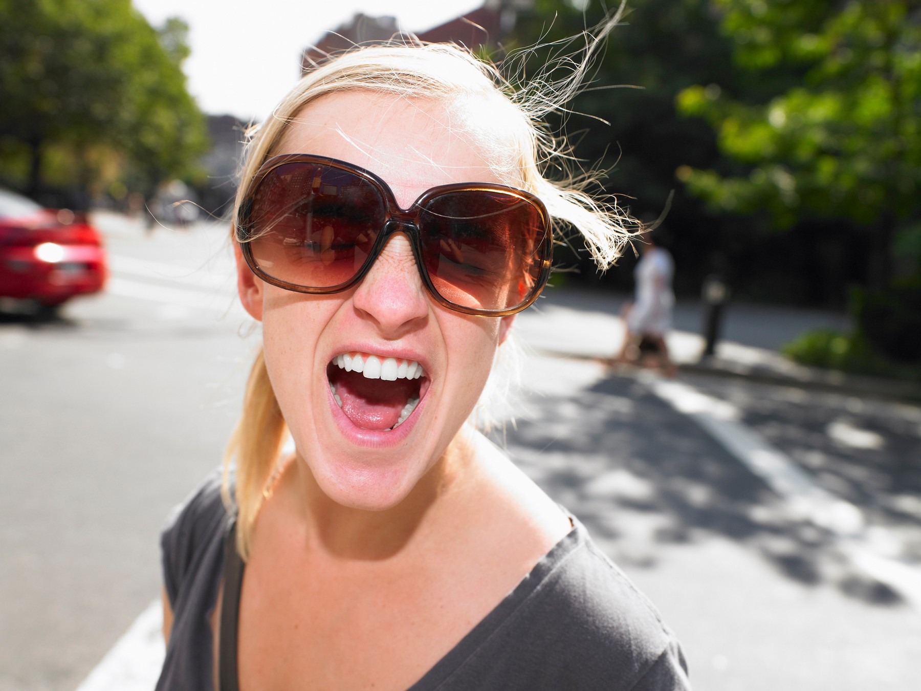 Woman screaming in the street
