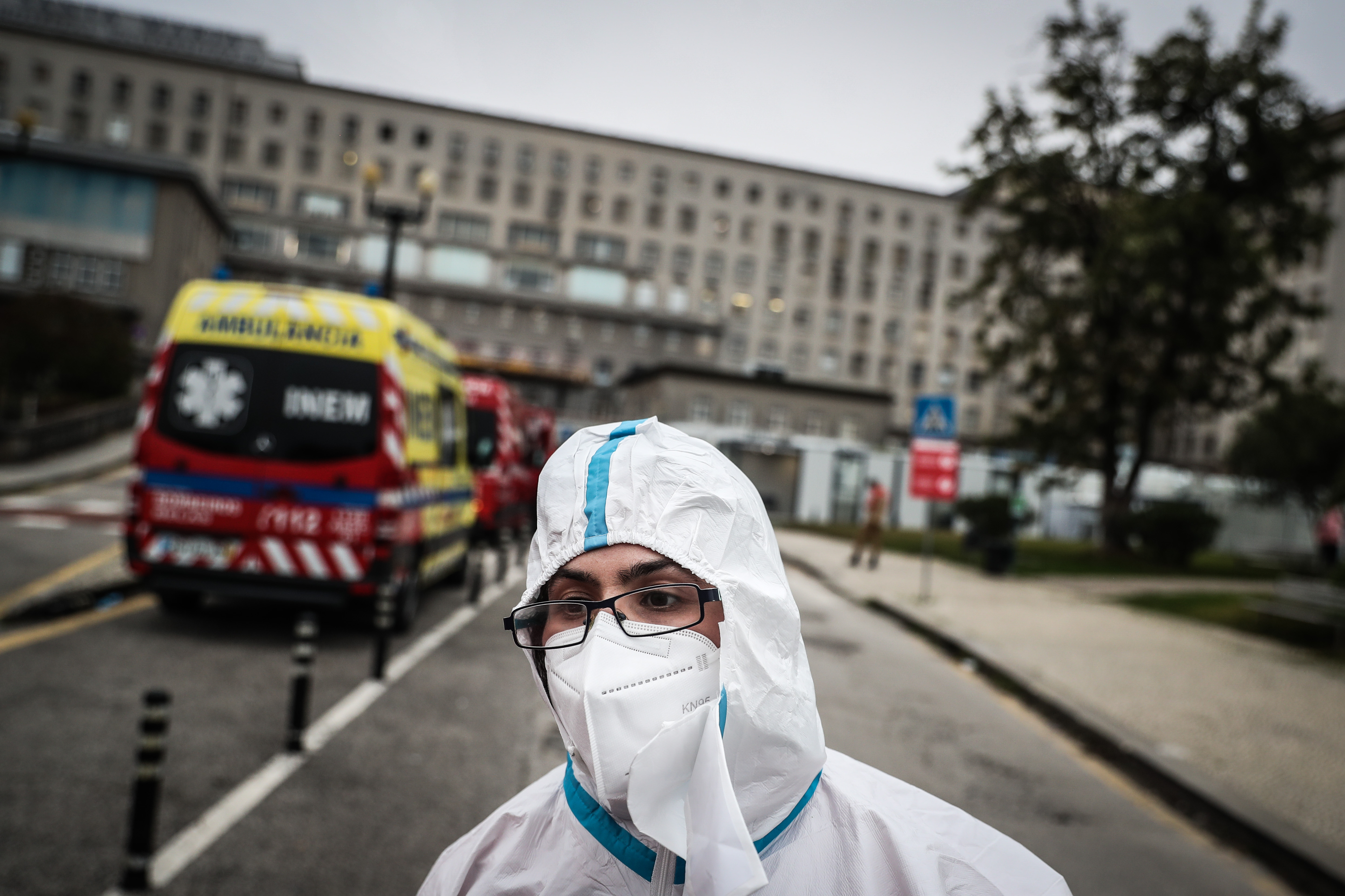 Ambulances near Santa Maria Hospital in Lisbon