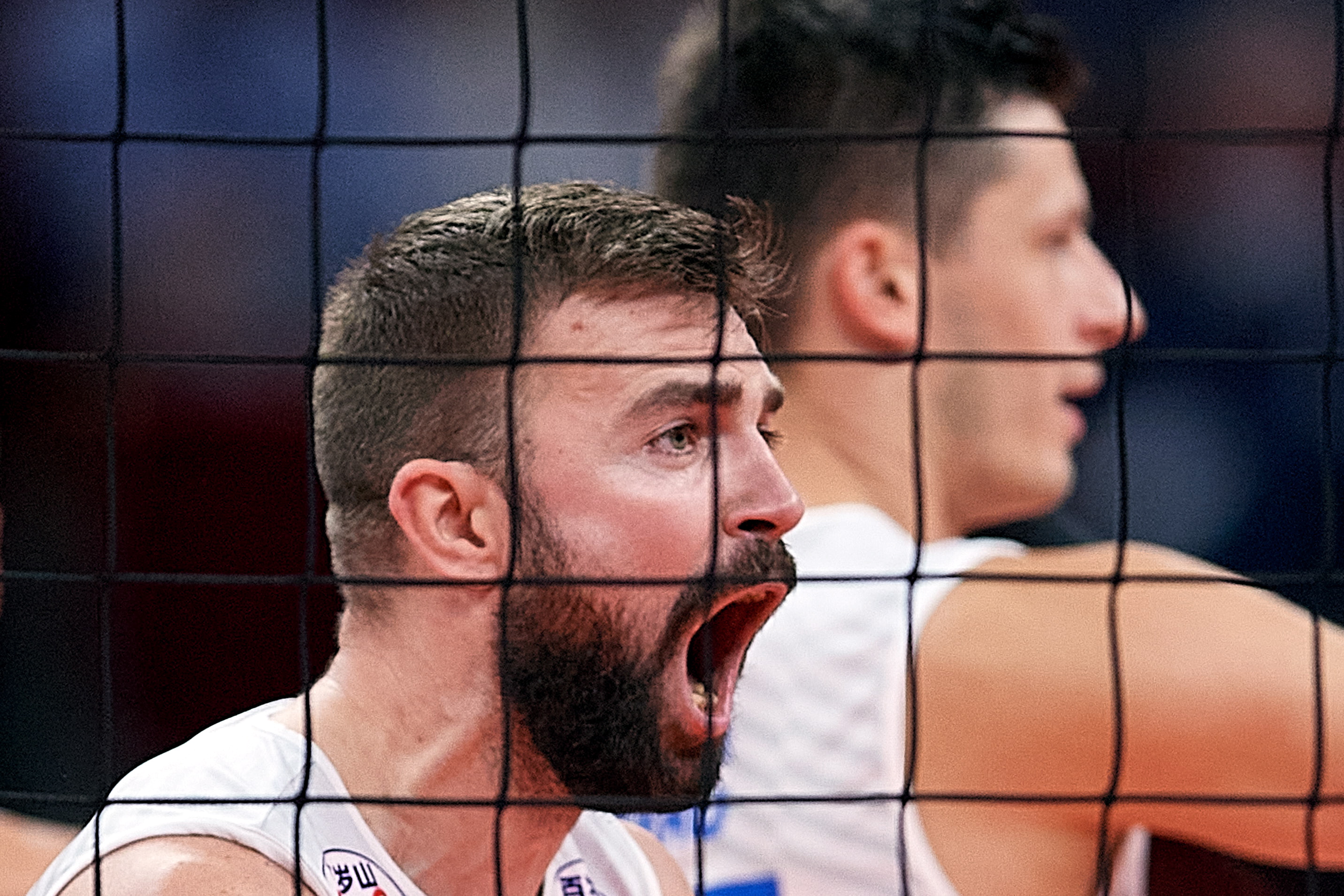 epa09468072 Serbia's Uros Kovacevic reacts during the 2021 Men's European Volleyball Championship Quarter Final Matche between Netherlands and Serbia in Gdansk, north Poland, 14 September 2021.  EPA-EFE/Adam Warzawa POLAND OUT