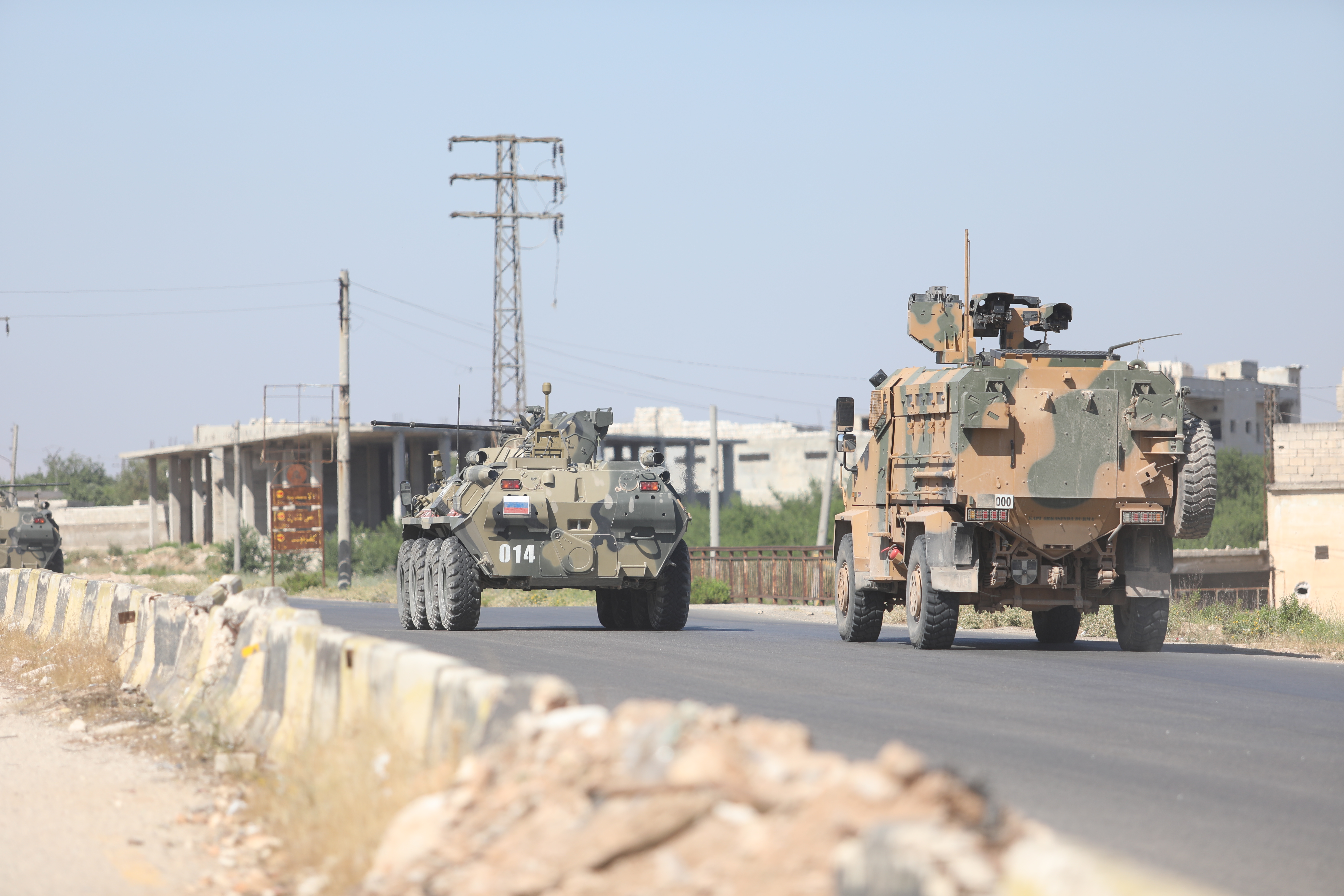 Russian-Turkish military patrol  in Idlib