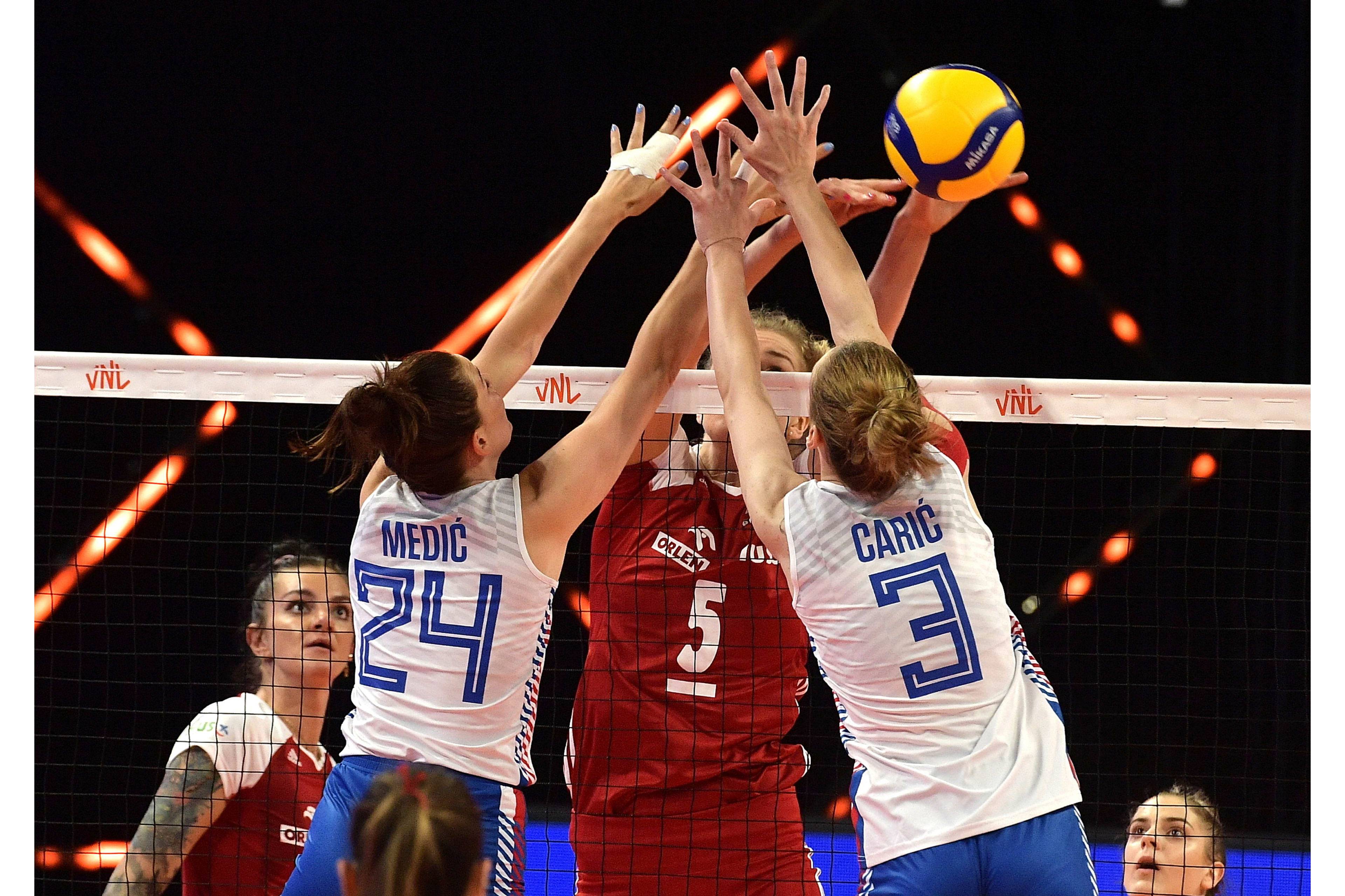 Rimini, 26.05.2021. - Odbojkasice Srbije i Poljske u akciji tokom druge utakmice prvog vikenda Lige nacija, danas u Riminiju. (BETAPHOTO/FIVB/DS)