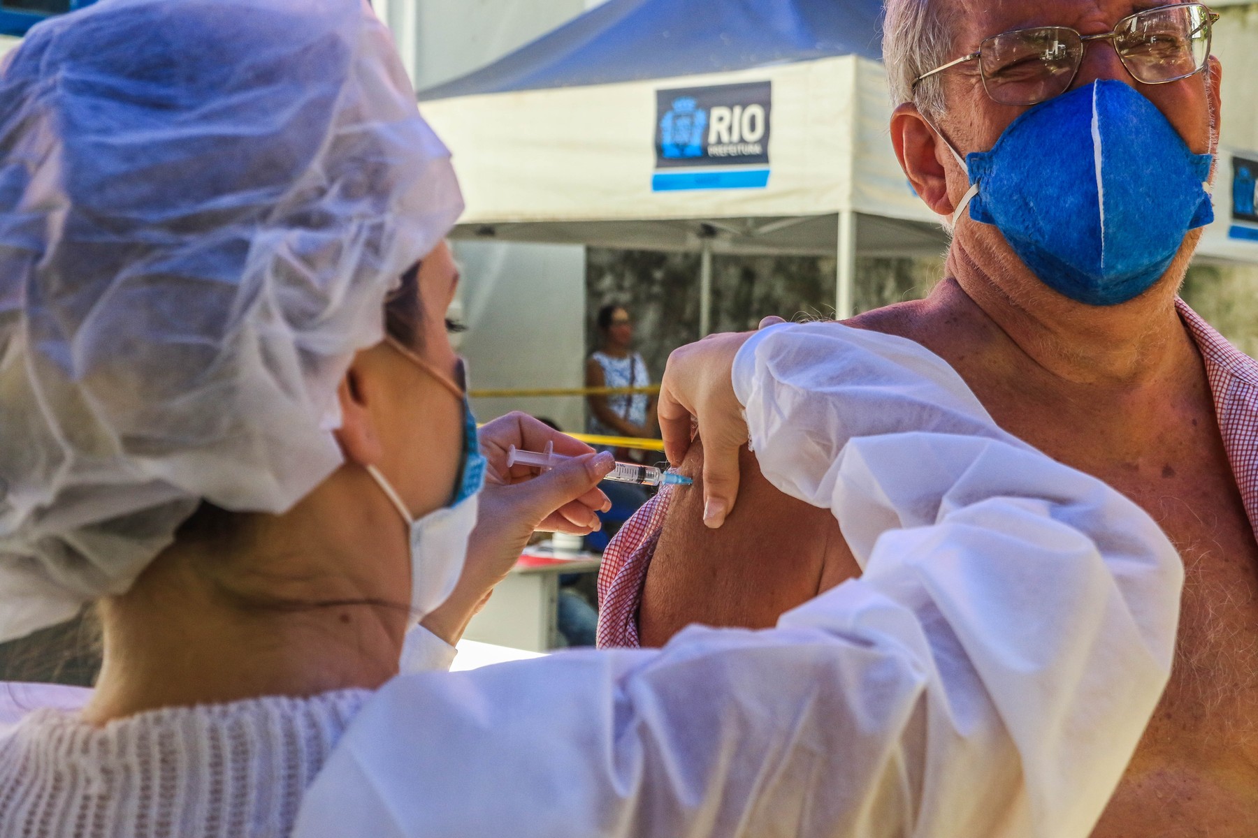 Rio de Žaneiro BRAZIL. RIO DE JANEIRO. COVID-19 AstraZeneca vaccination begins in the city.