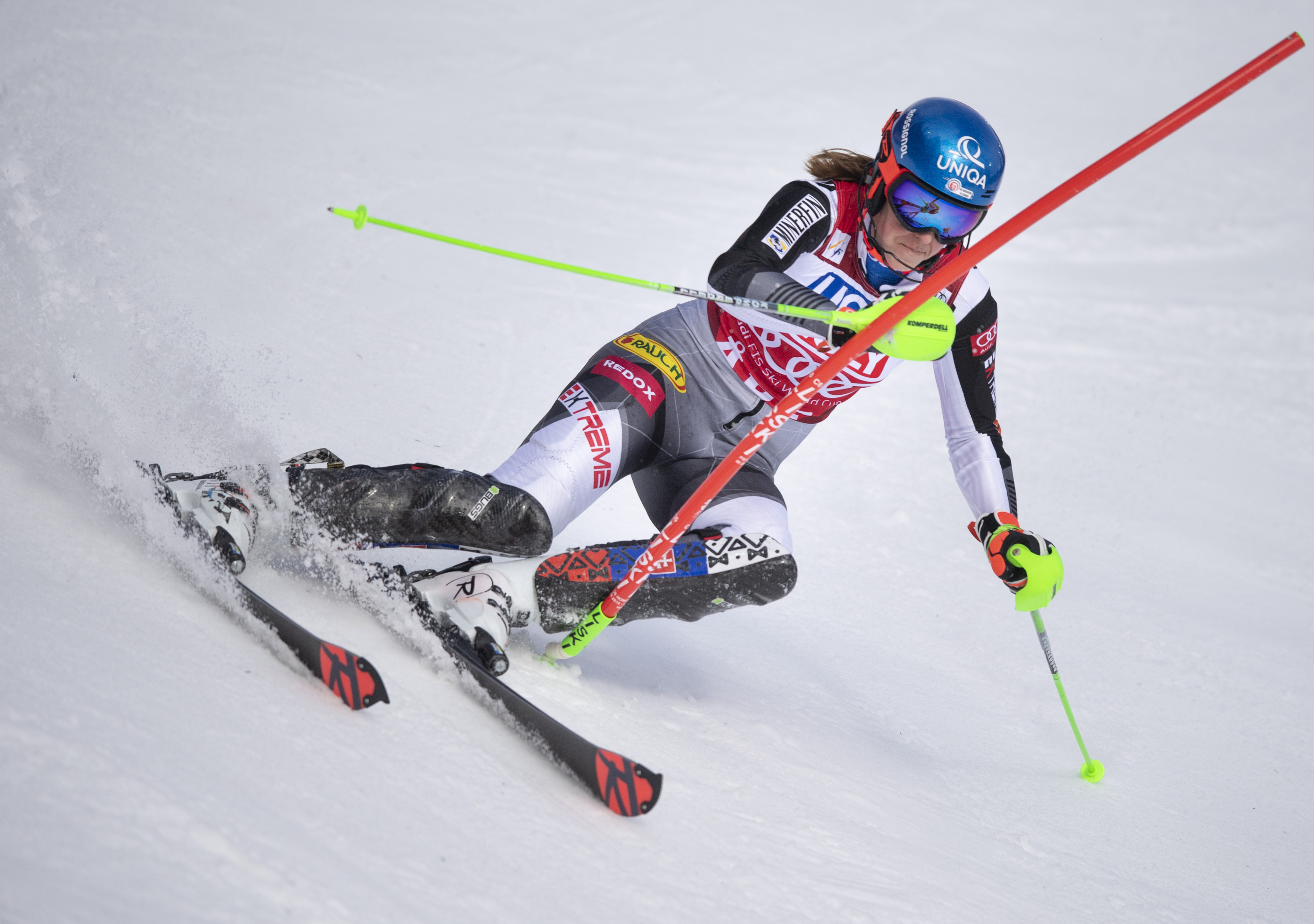 epa09069855 Petra Vlhova of Slovakia in action during the first run of the women's slalom at the FIS Alpine Skiing World Cup in Are, Sweden, 12 March 2021.  EPA-EFE/Pontus Lundahl/TT *SWEDEN OUT* SWEDEN OUT