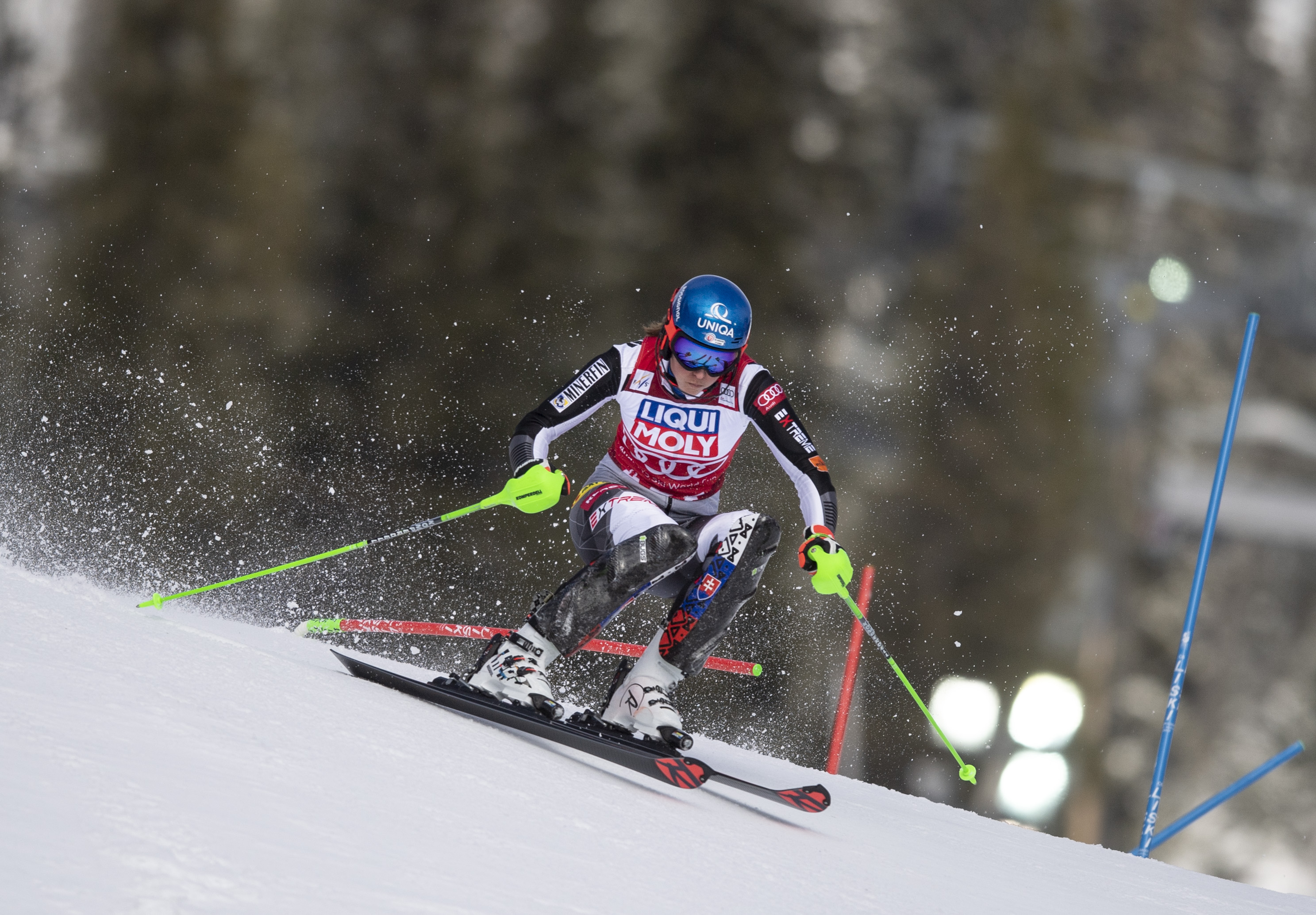 epa09069856 Petra Vlhova of Slovakia in action during the first run of the women's slalom at the FIS Alpine Skiing World Cup in Are, Sweden, 12 March 2021.  EPA-EFE/Pontus Lundahl/TT *SWEDEN OUT* SWEDEN OUT