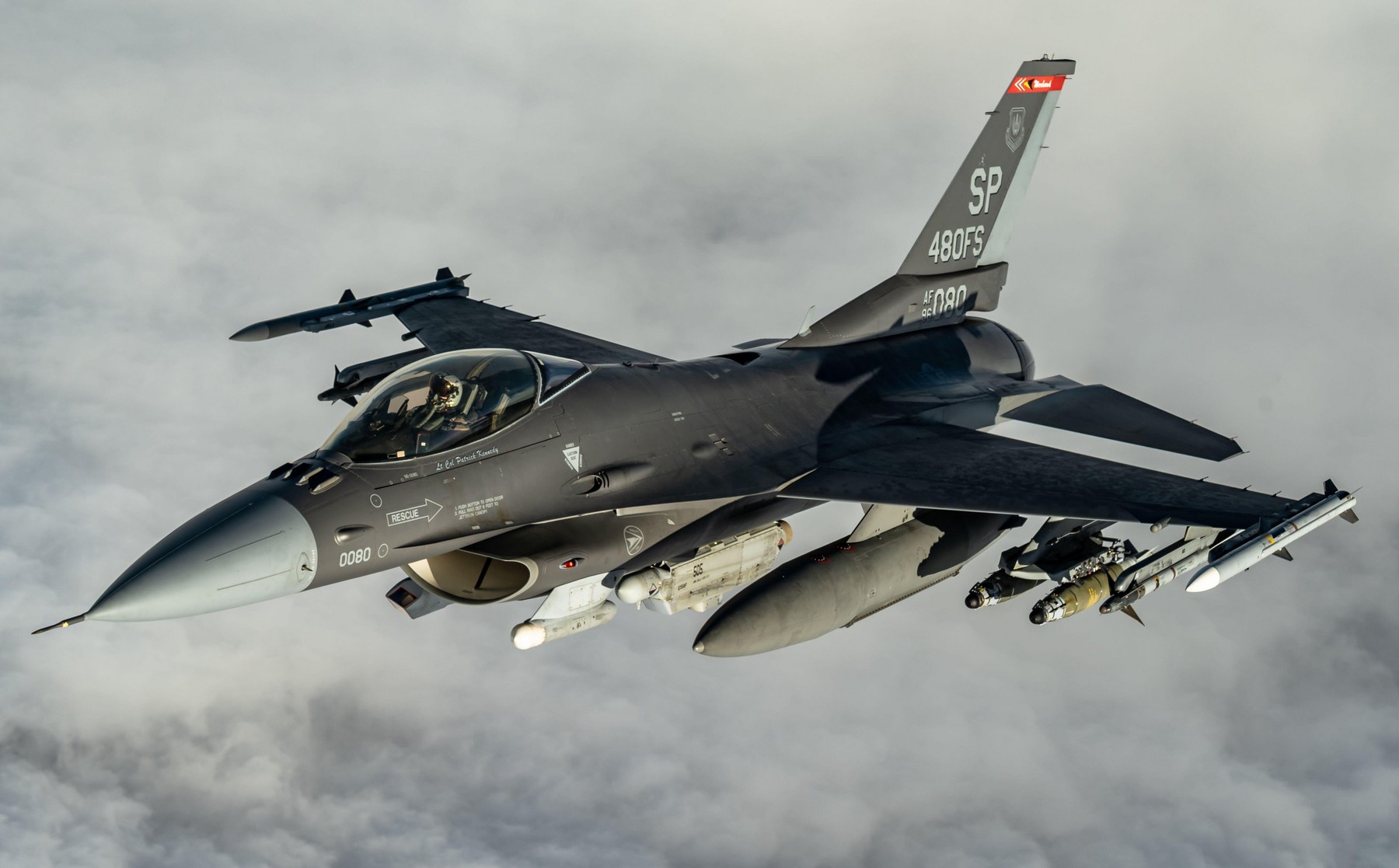 Iraq Airspace, Iraq. 22nd Dec, 2020. A U.S. Air Force F-16 Fighting Falcon fighter aircraft breaks away after aerial refueling from a KC-135 Stratotanker during a patrol as part of Operation Inherent Resolve December 22, 2020 over Iraq. Credit: Planetpix/