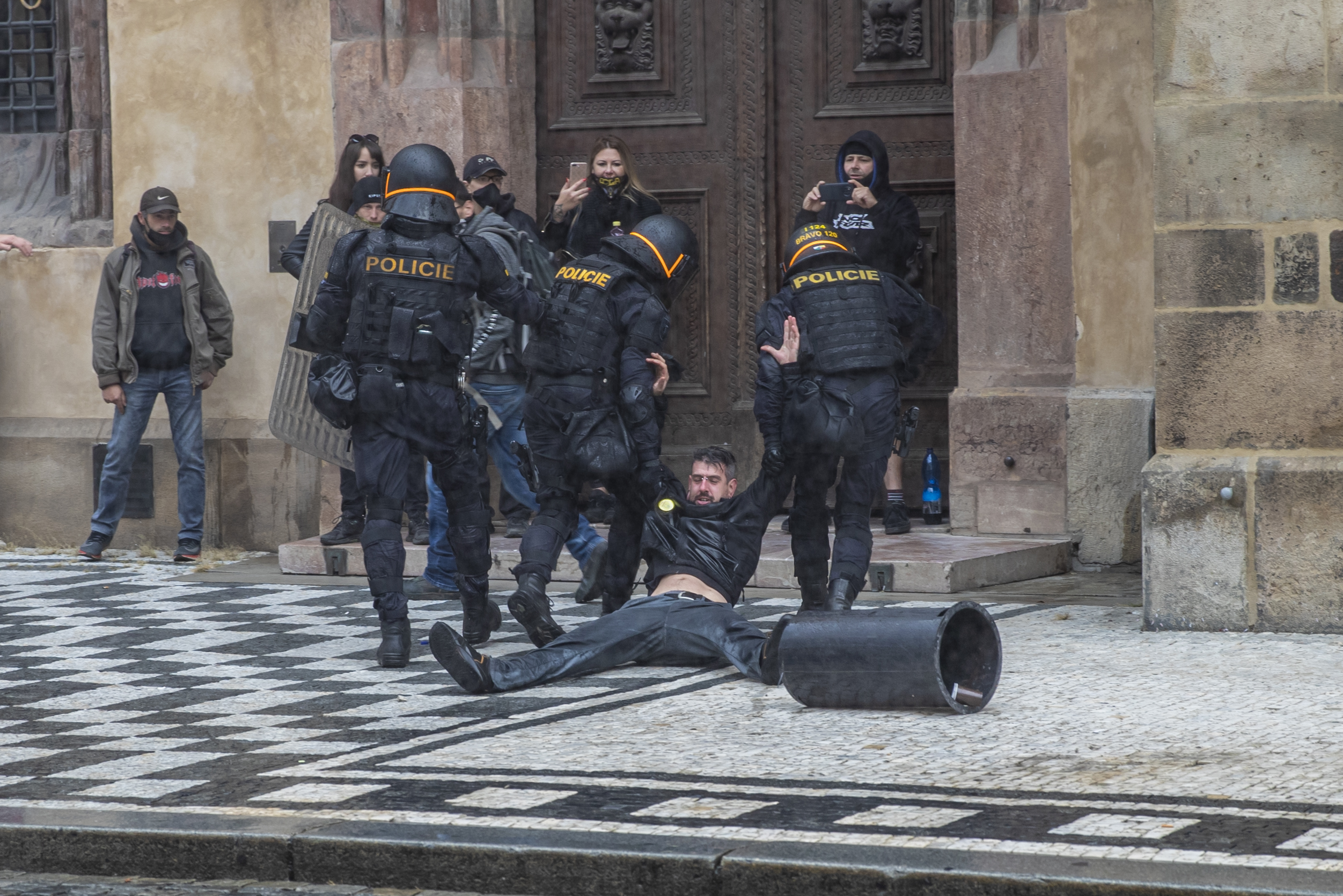 Protest against coronavirus restrictions organised by Czech hooligans