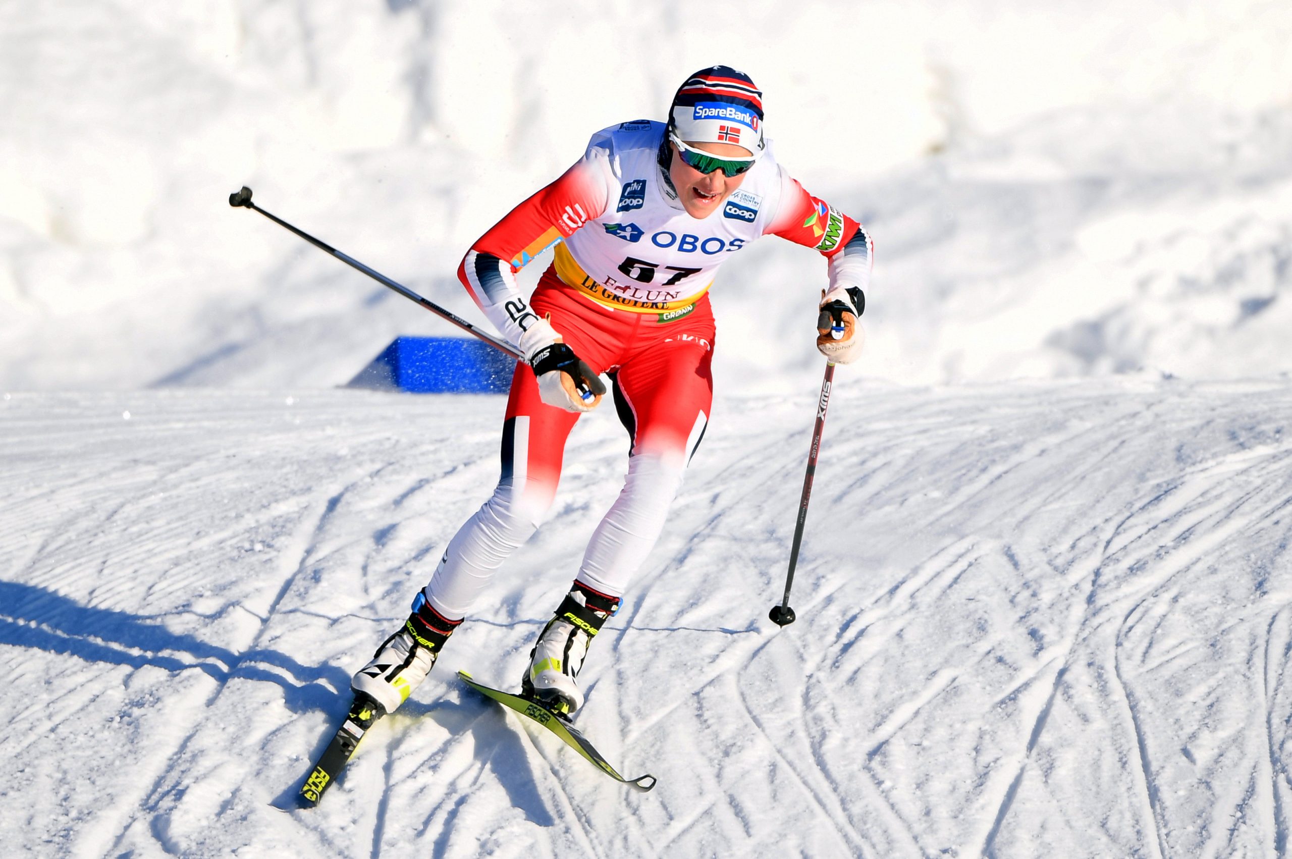 epa08972891 Therese Johaug of Norway is on her way to take the second place in the women's 10km competition of the FIS Cross Country Skiing World Cup in Falun, Sweden, 29 January 2021.  EPA-EFE/Fredrik Sandberg  SWEDEN OUT