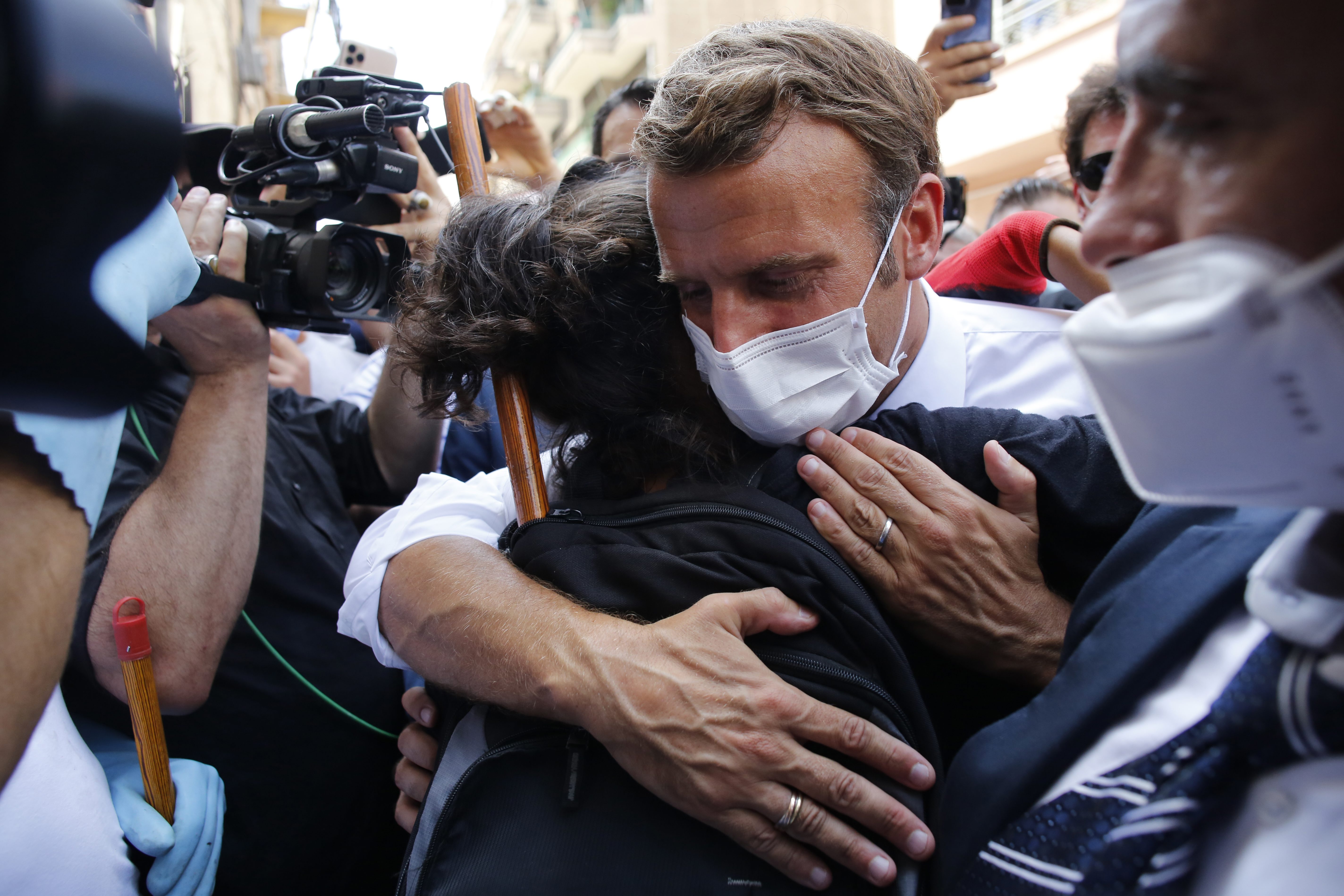 French President Emmanuel Macron arrives in Lebanon after blast