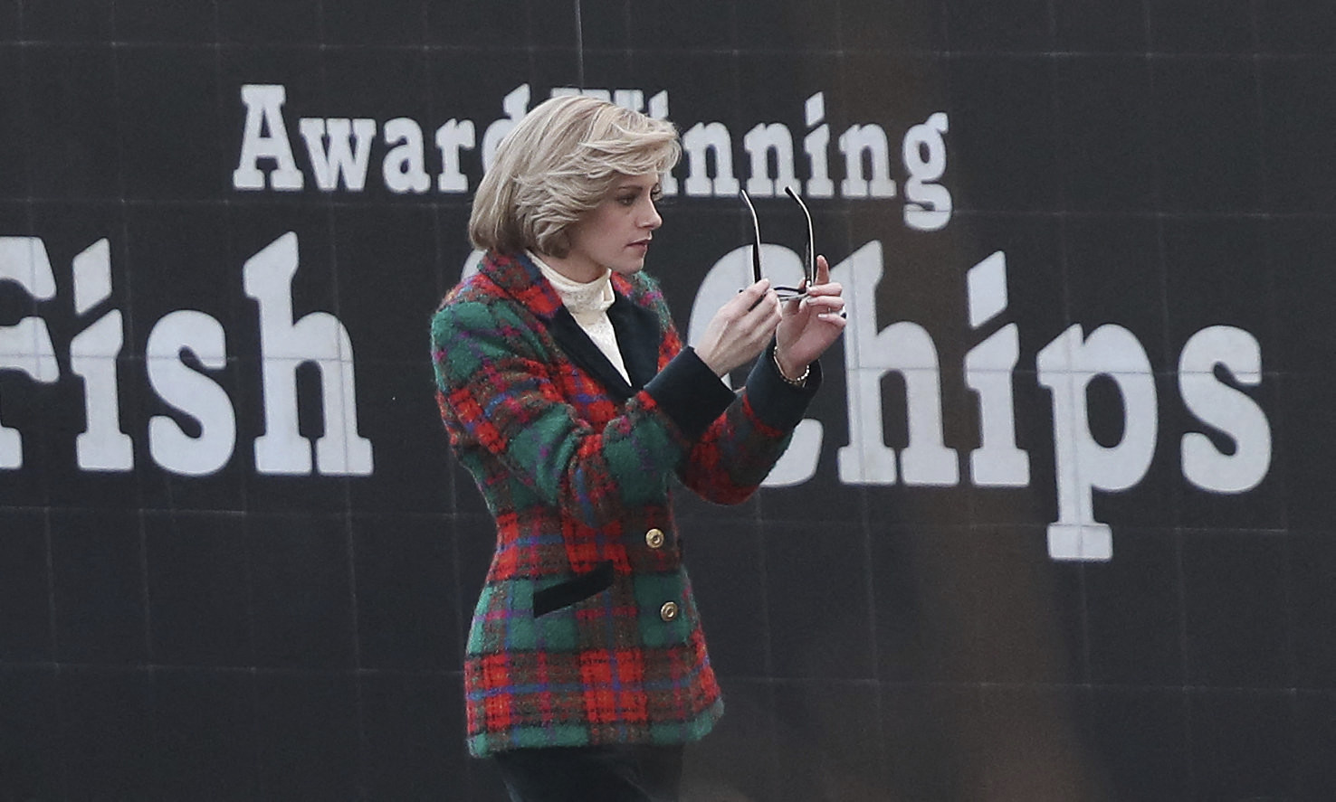 Kristen Stewart on the movie set for the film "Spencer" in Dülmen, Germany. February 25, 2021.,Image: 593676780, License: Rights-managed, Restrictions: GERMANY OUT, Model Release: no, Credit line: firo / Sebastian El-Saqqa / AFP / Profimedia