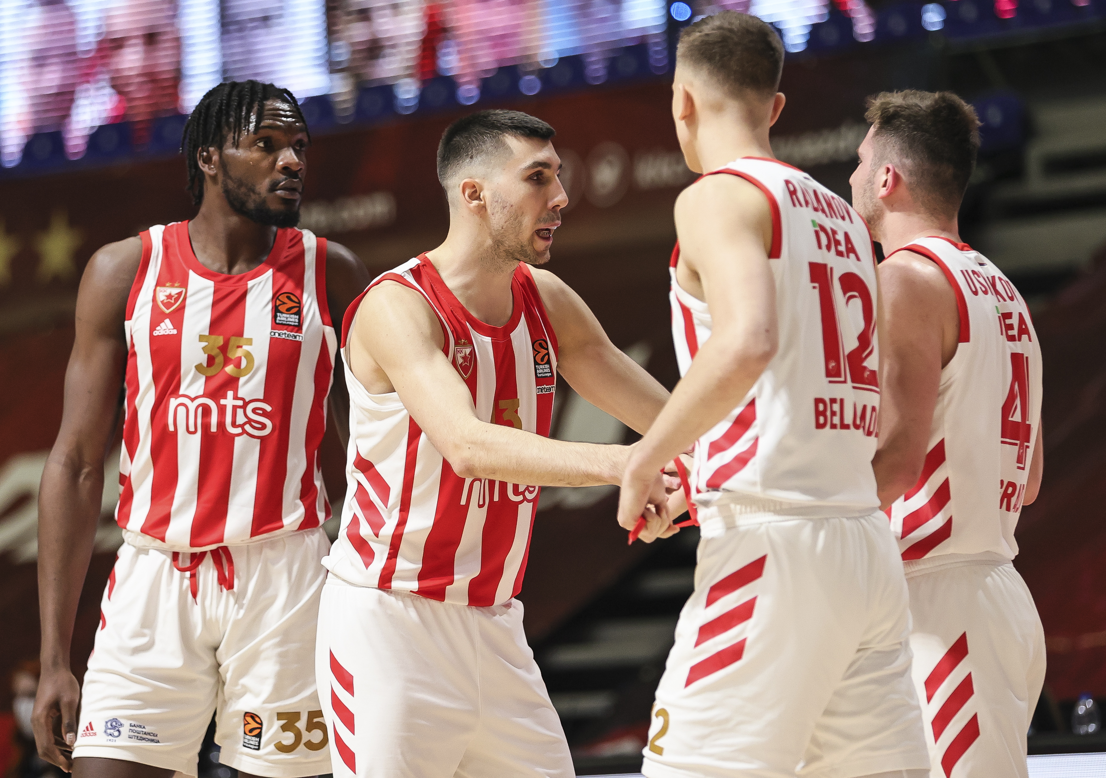 from left Landry Nnoko Ognjen Dobric Aleksa Radanov Aleksa Uskokovic
Euroleague-Crvena Zvezda v Maccabi
Beograd, 01.04..2021.
foto: Srdjan StevanovicStarsportphoto ©