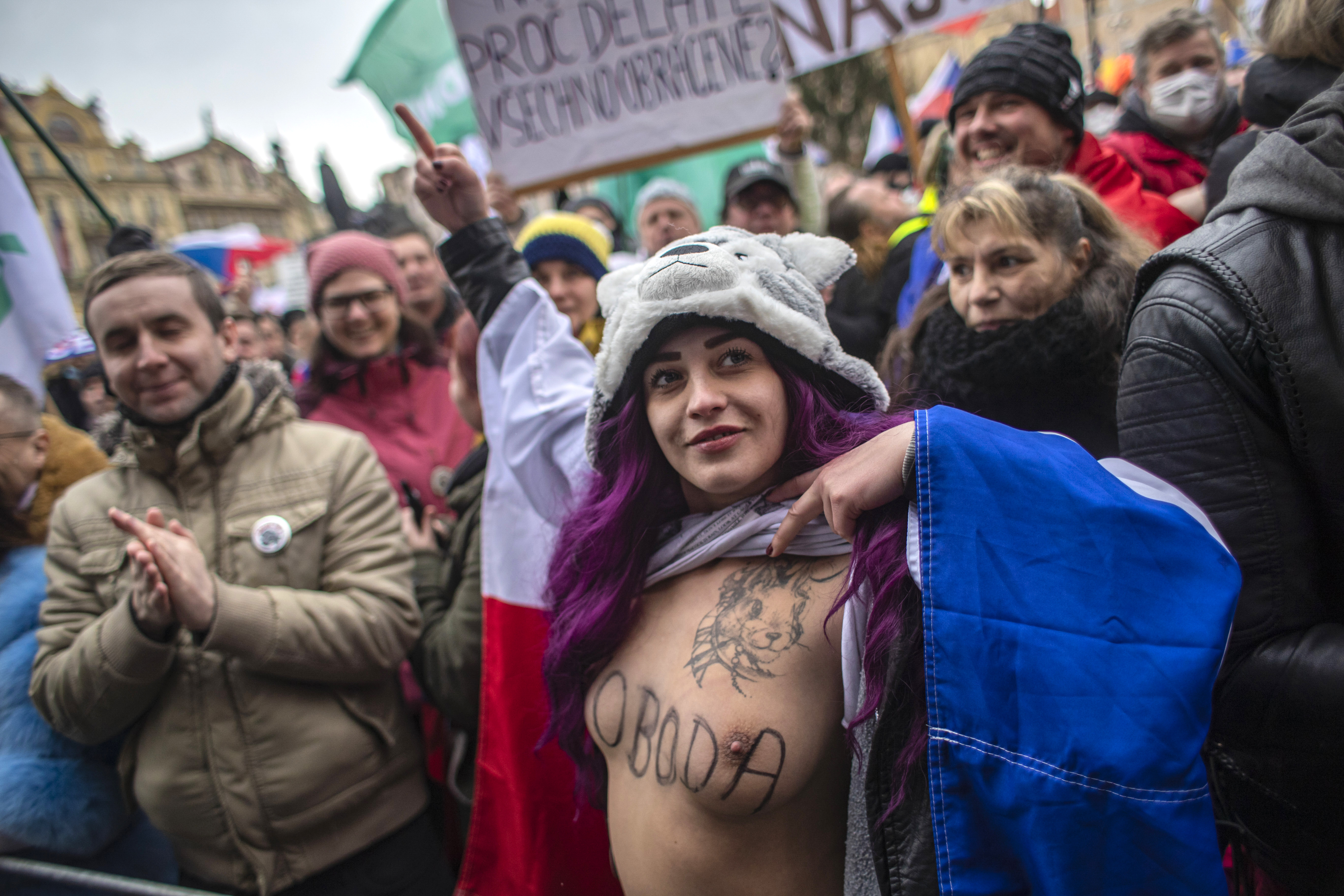 Protest against Czech government's restrictions amid coronavirus in Prague