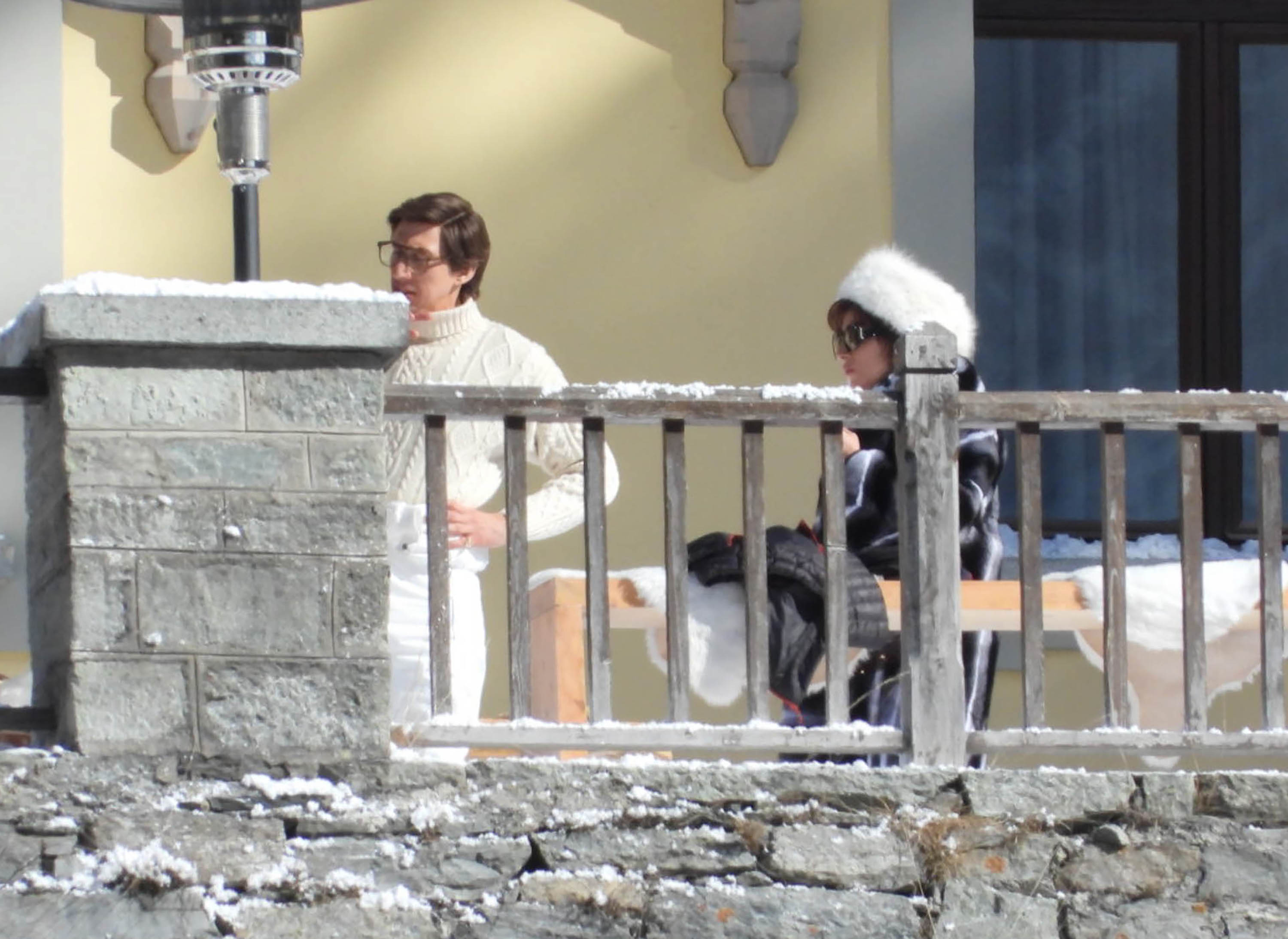 Lady Gaga and Adam Driver filming House of Gucci in Gressoney St. Jean, Italy